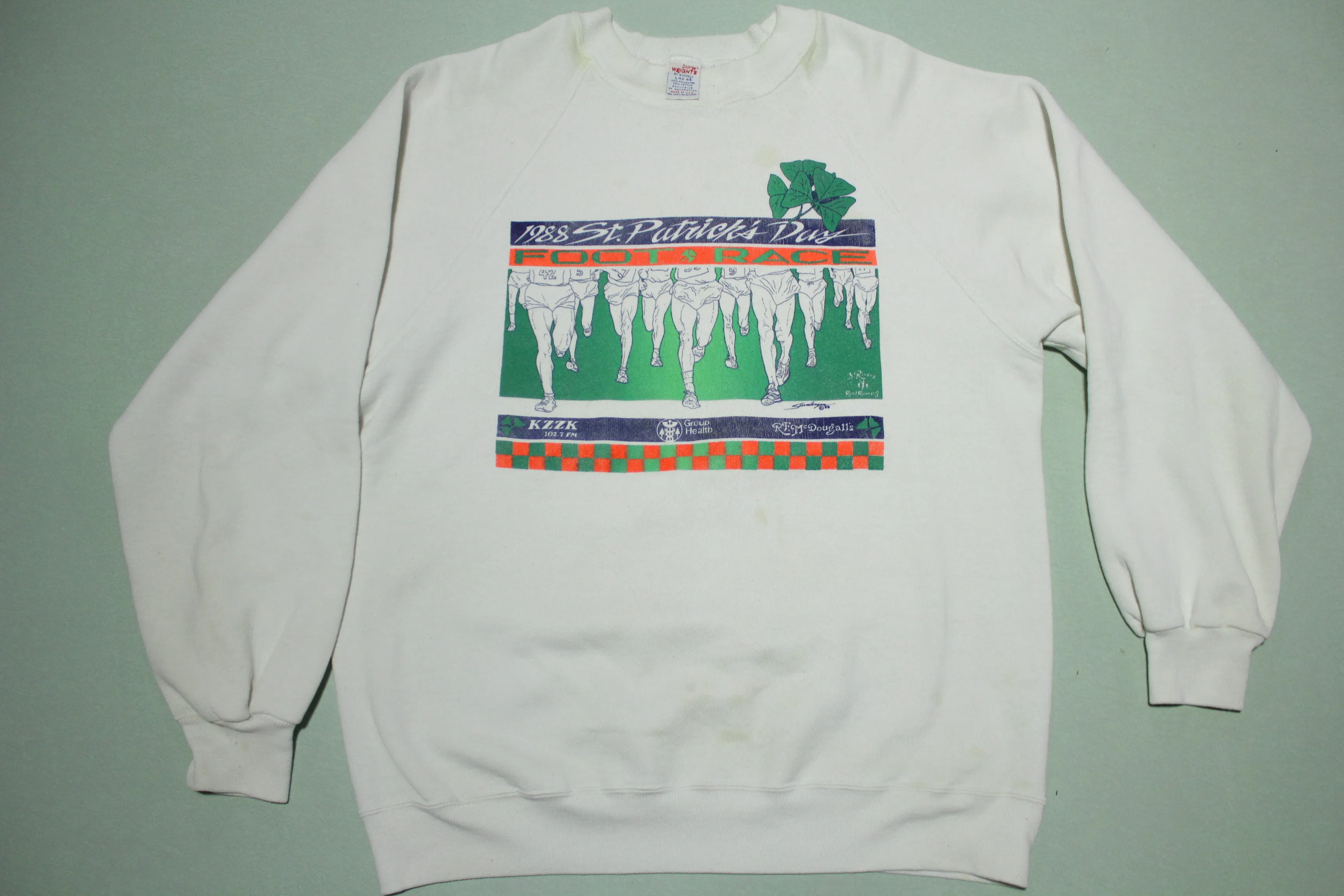 1988 St. Patrick's Day Foot Race Vintage 80's Super Weights Russell  USA Sweatshirt