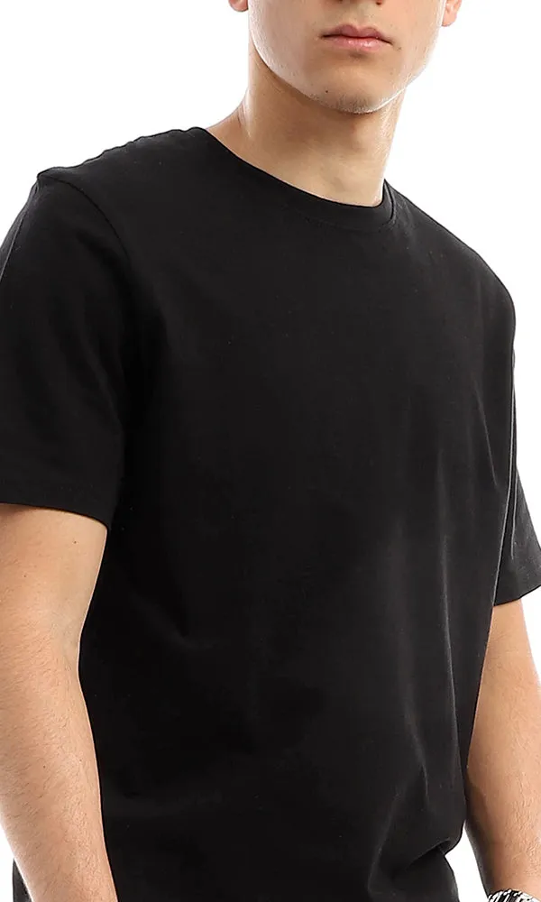 21213 Slip On Solid Basic Black Cotton Tee