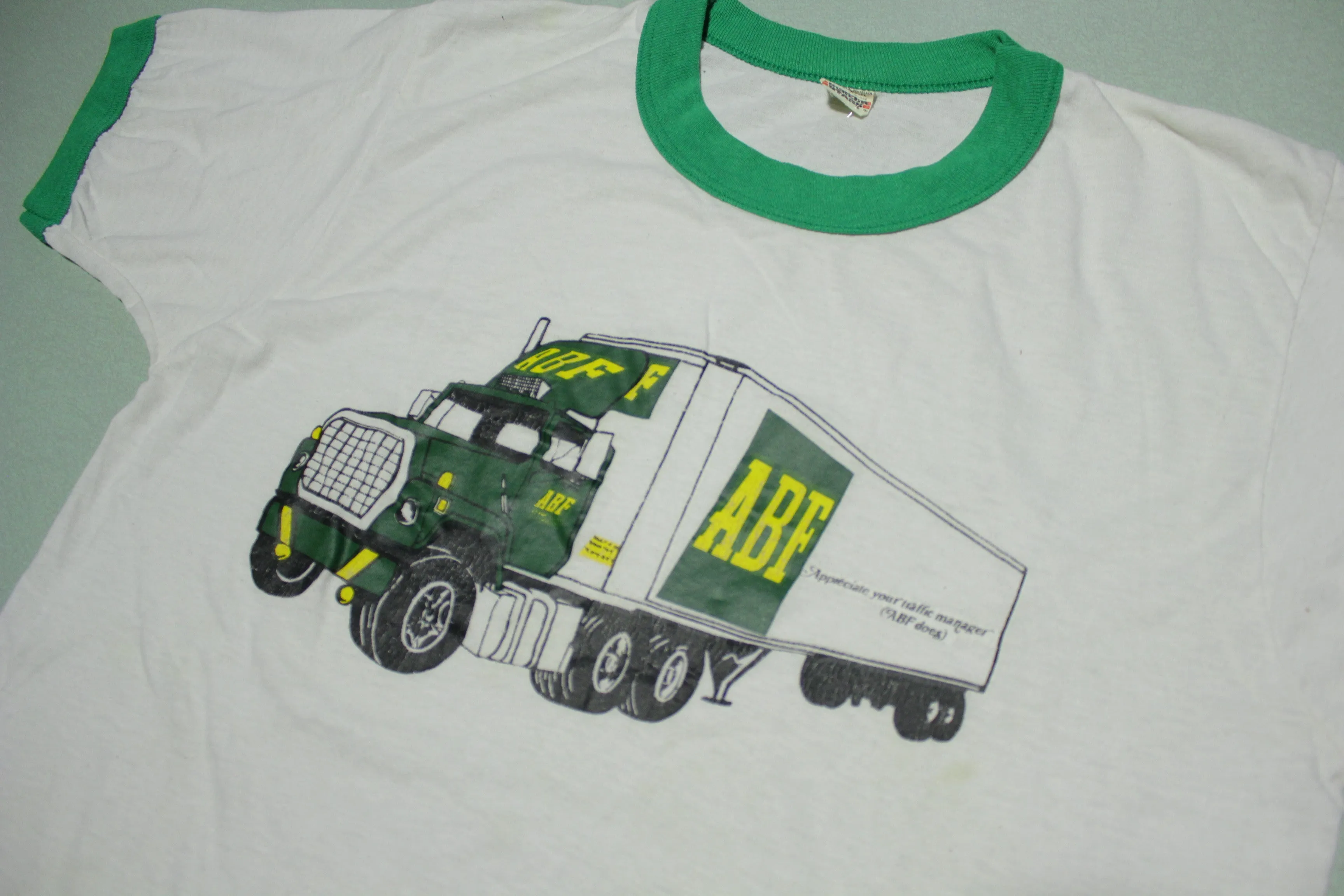 ABF Semi Truckers Vintage 80's Ringer Screen Stars T-Shirt