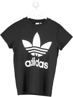 adidas Black Trefoil Logo T Shirt UK 6