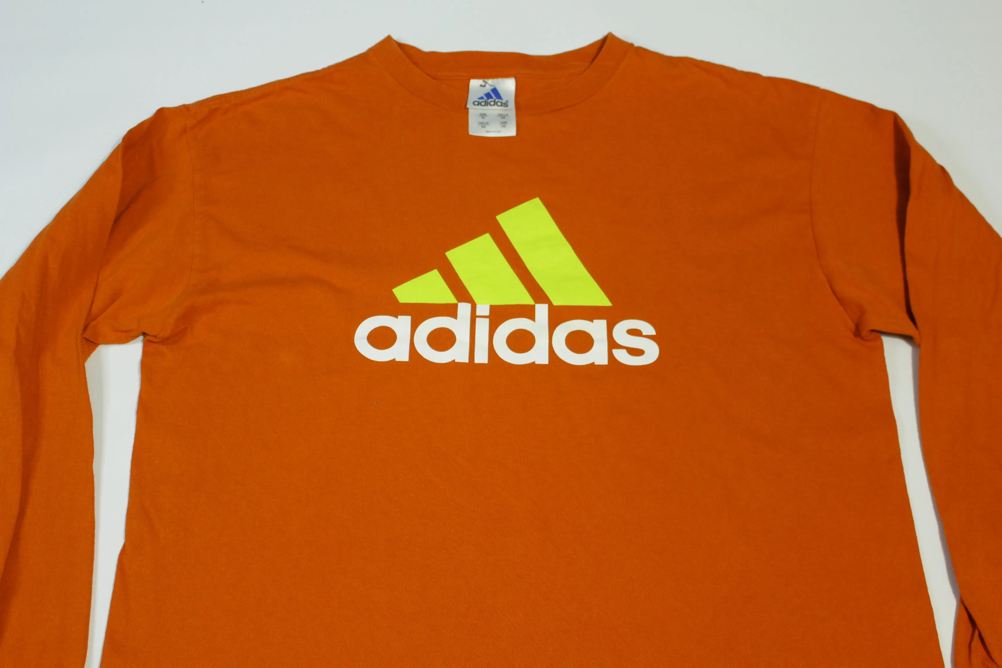 Adidas Vintage 1990's Made in USA Long Sleeve Orange T-Shirt