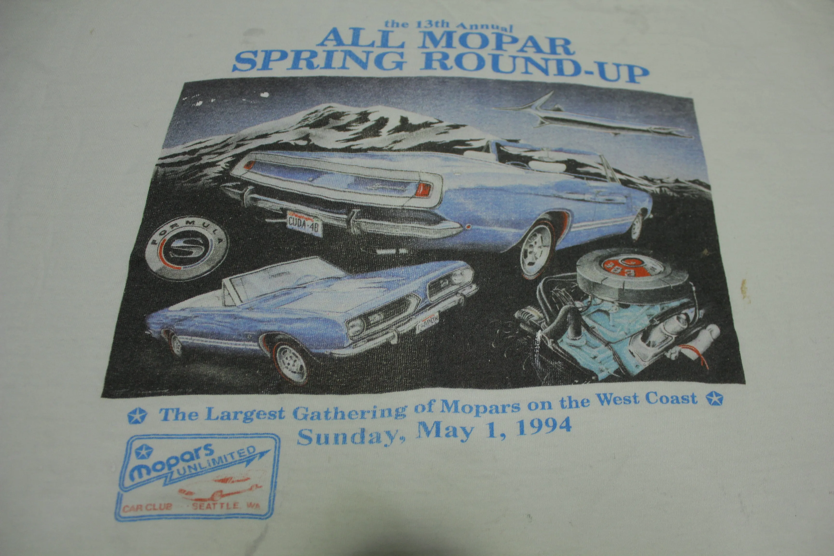 All Mopar 1994 Spring Round Up Seattle Vintage 90's West Coast Unlimited T-Shirt