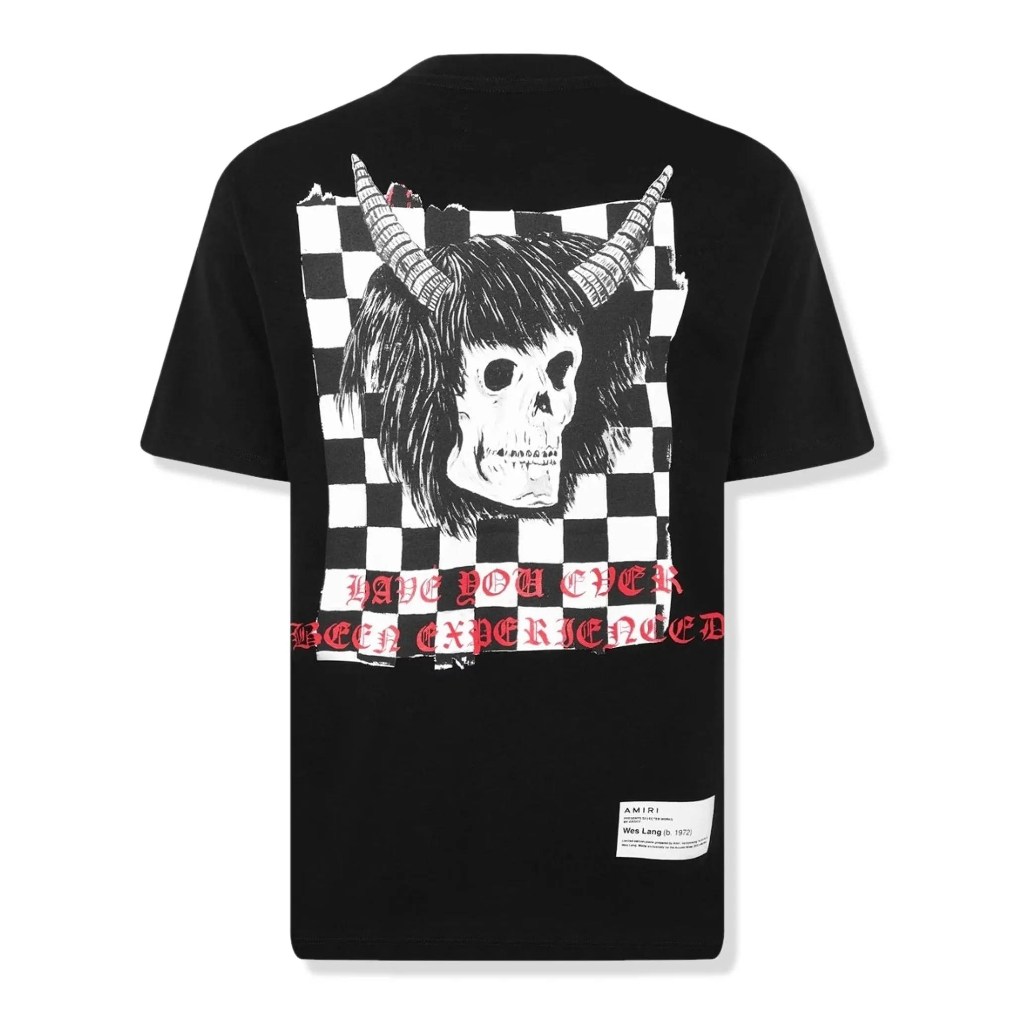 Amiri Wes Lang Checker Skull Black T Shirt