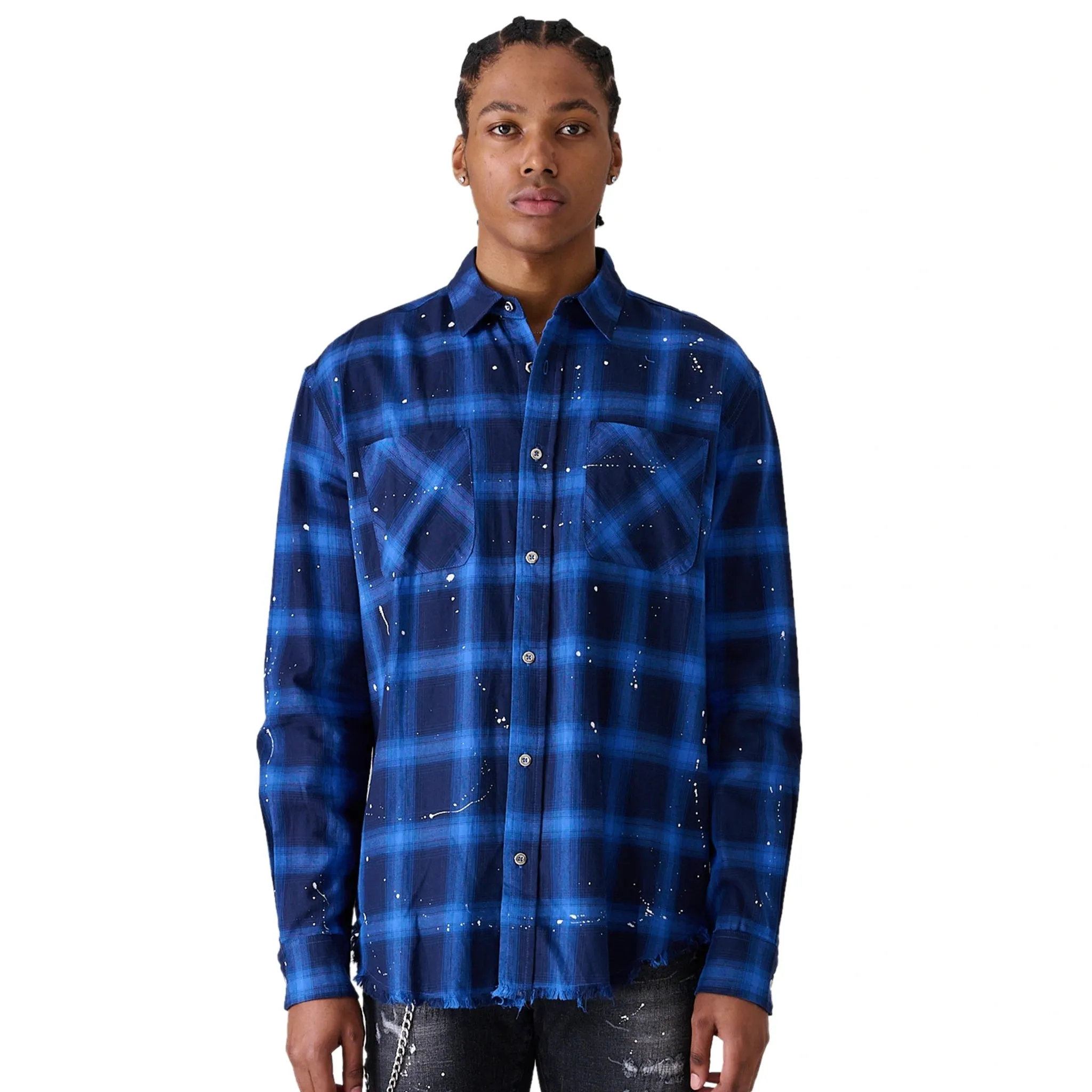 Azat Mard Blue Check Flannel Shirt