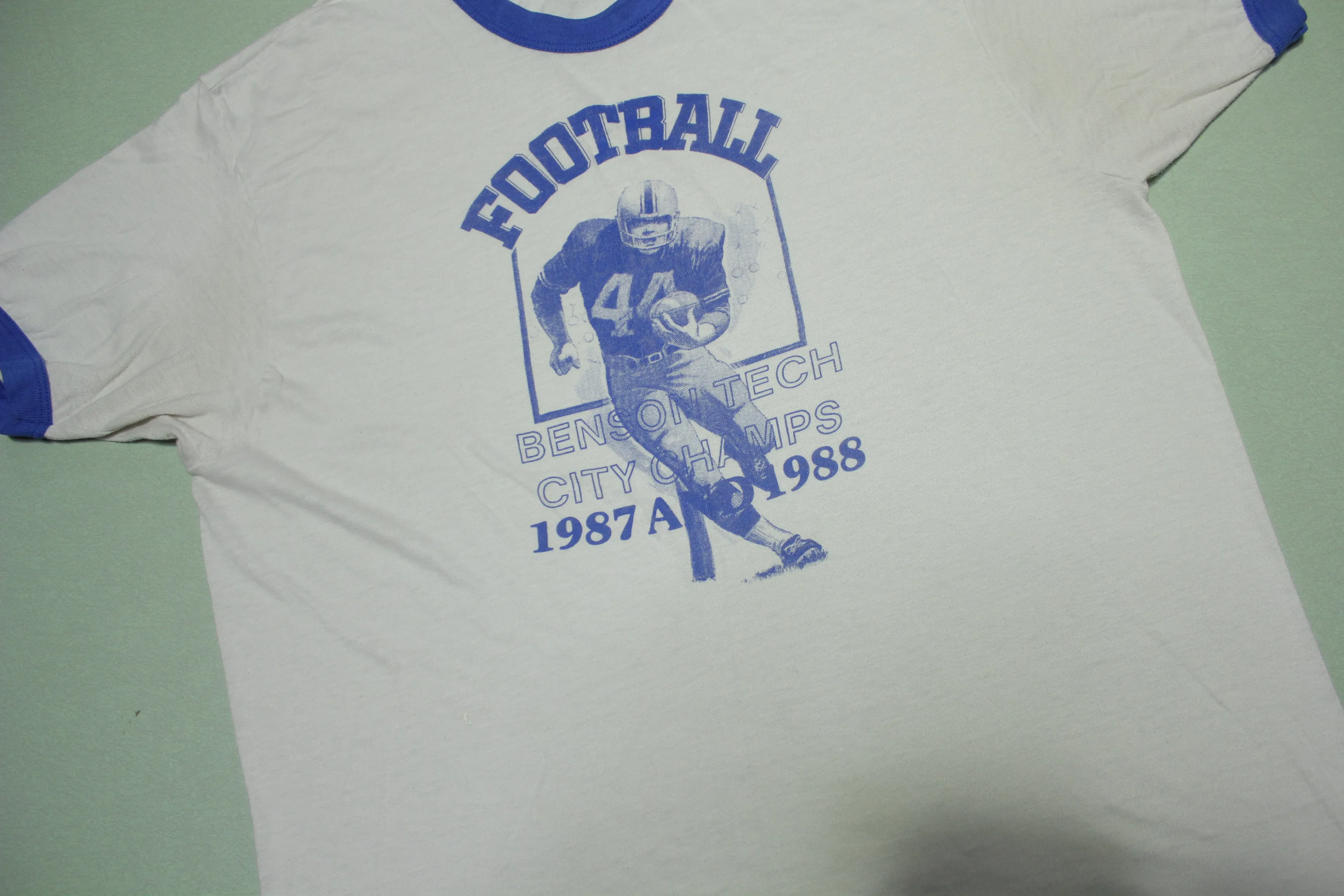 Benson Tech Vintage 80's Football 1987 1988 City Champs Ringer Hanes USA T-Shirt