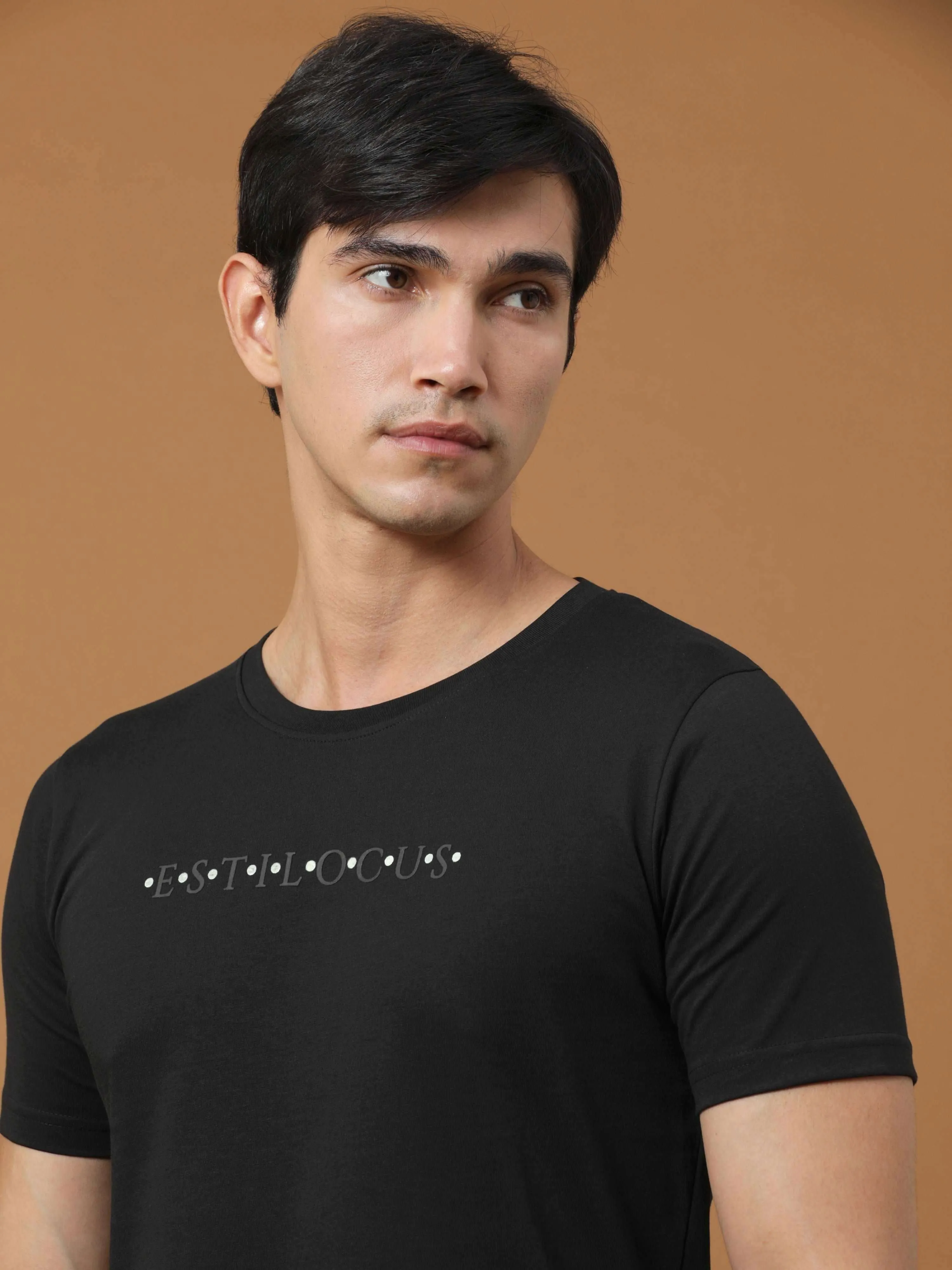 Black Luminescent Printed T Shirt