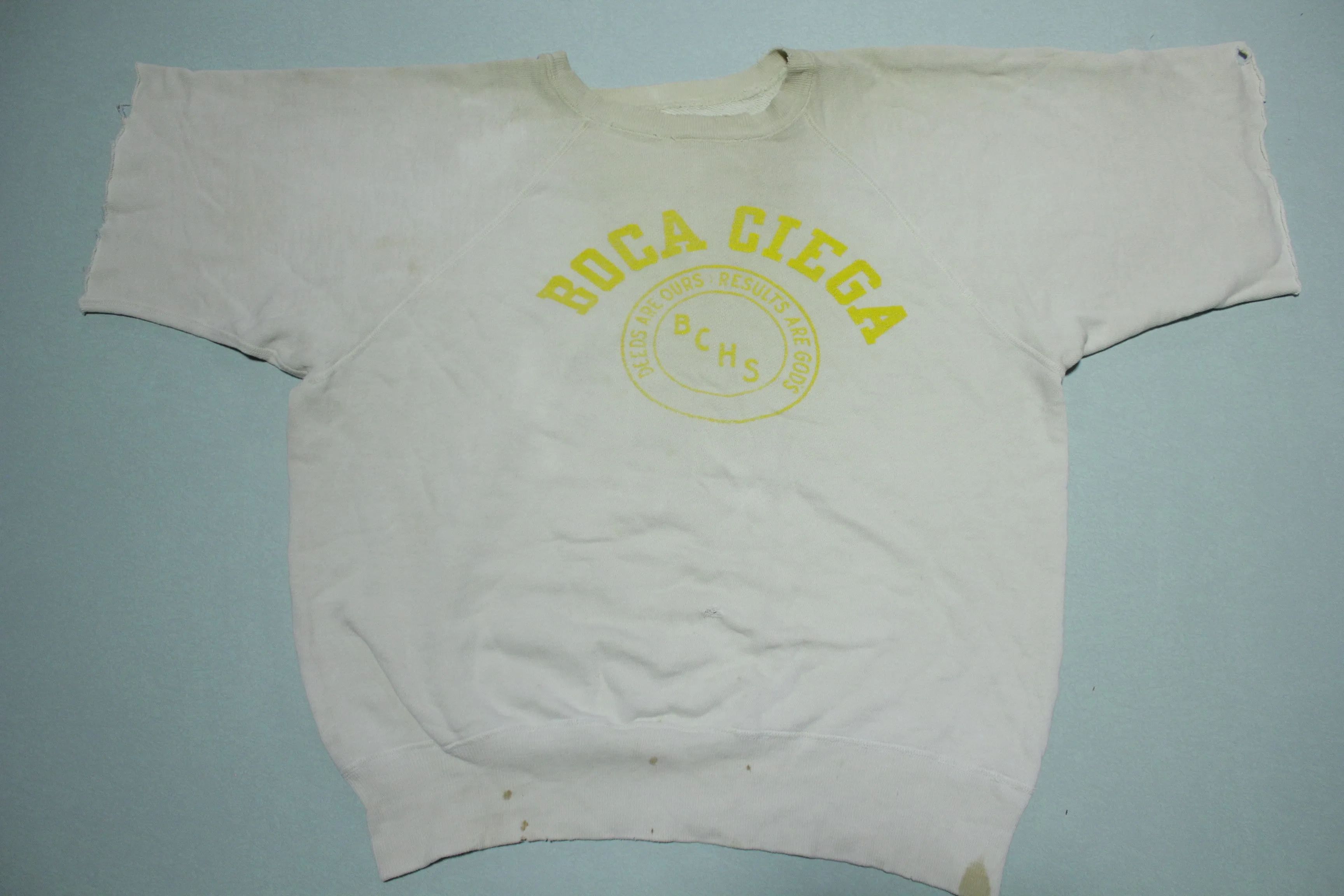 Boca Ciega BCHS High School Florida Vintage 60's Deeds Gods Cut Off Sweatshirt