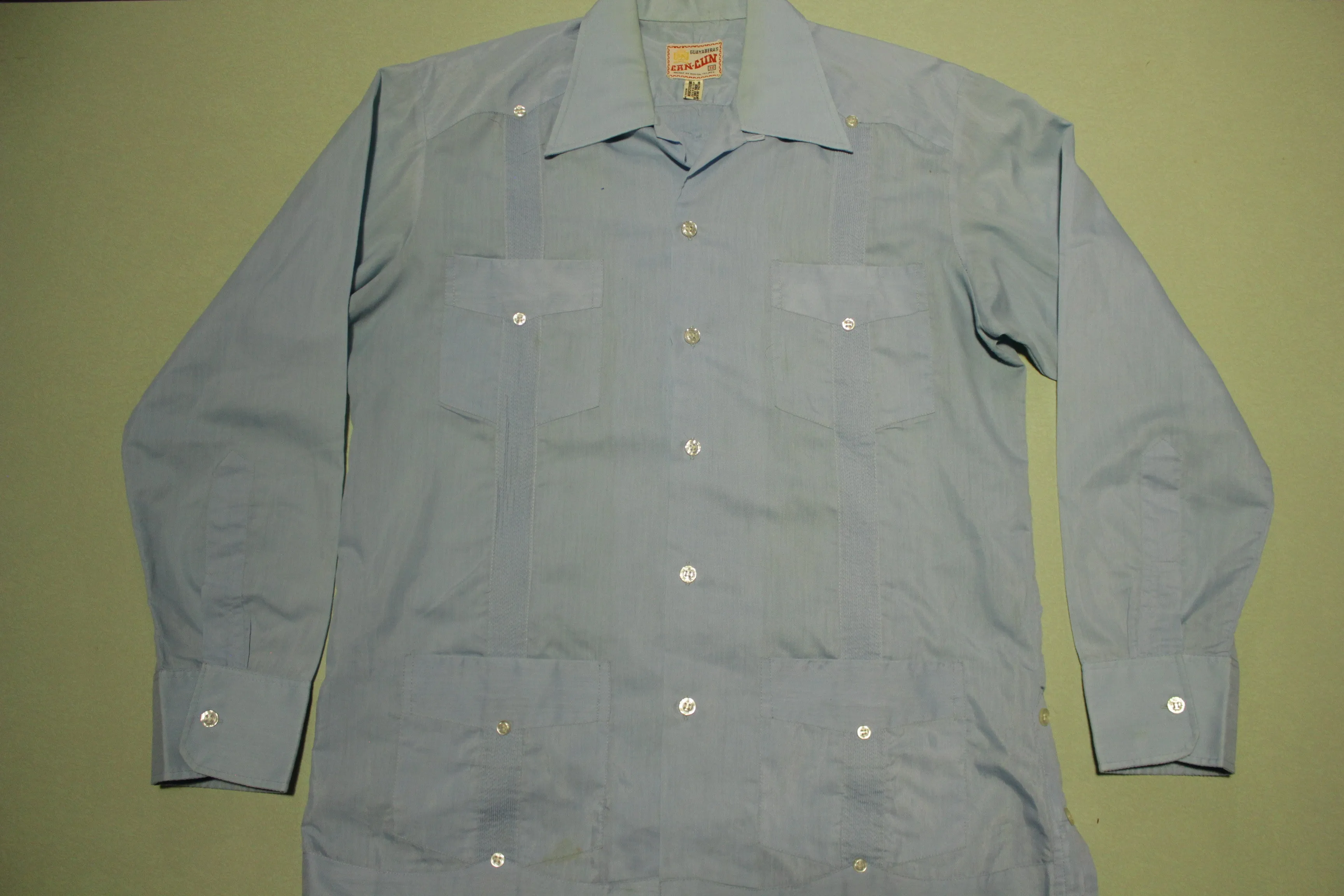 Can-Cun Guayaberas Vintage 60's 4 Pocket Hawaiian Button Up Shirt