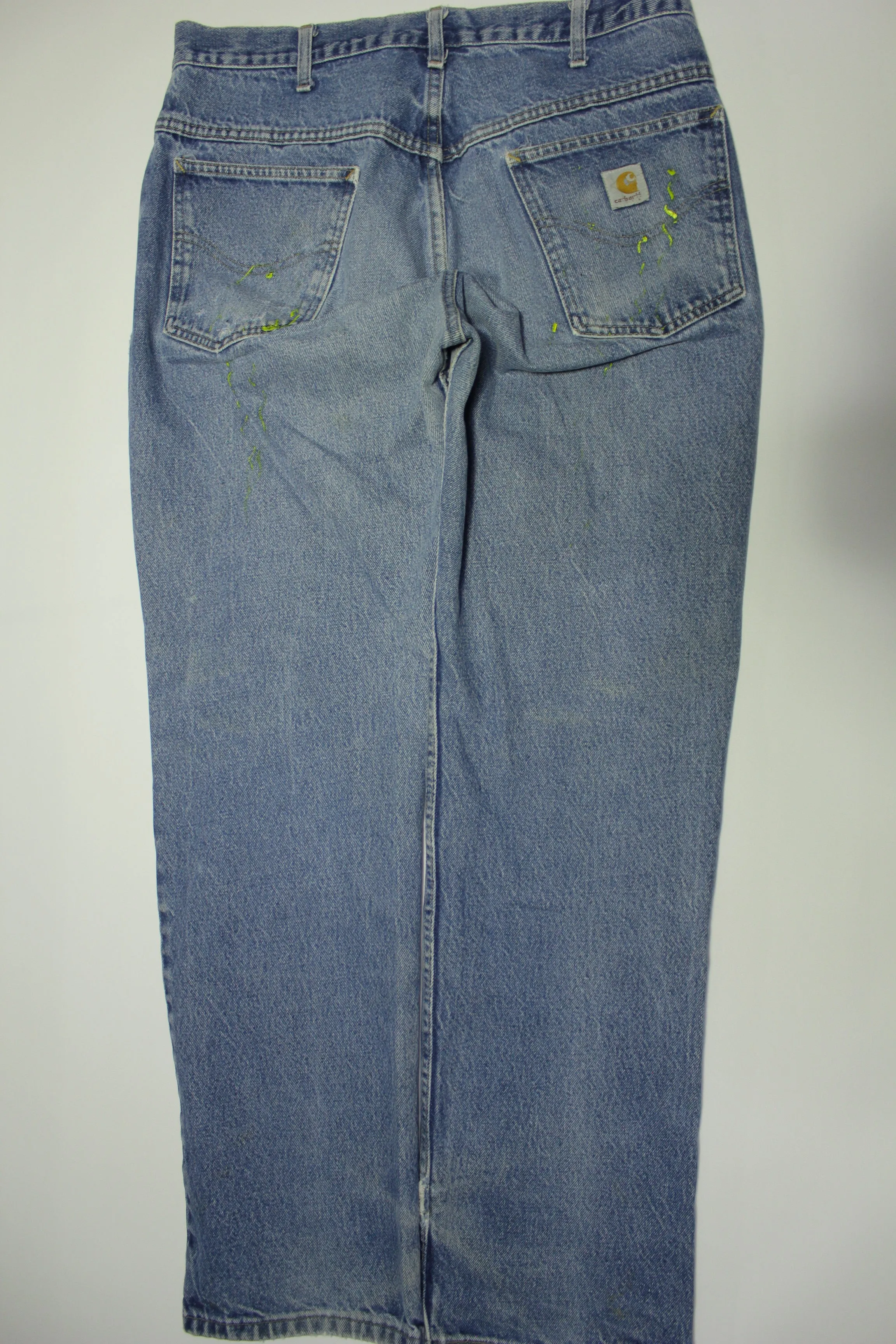 Carhartt Vintage P883 Custom Painted Sewn Union Made USA Blue Jean Denim Work Pants