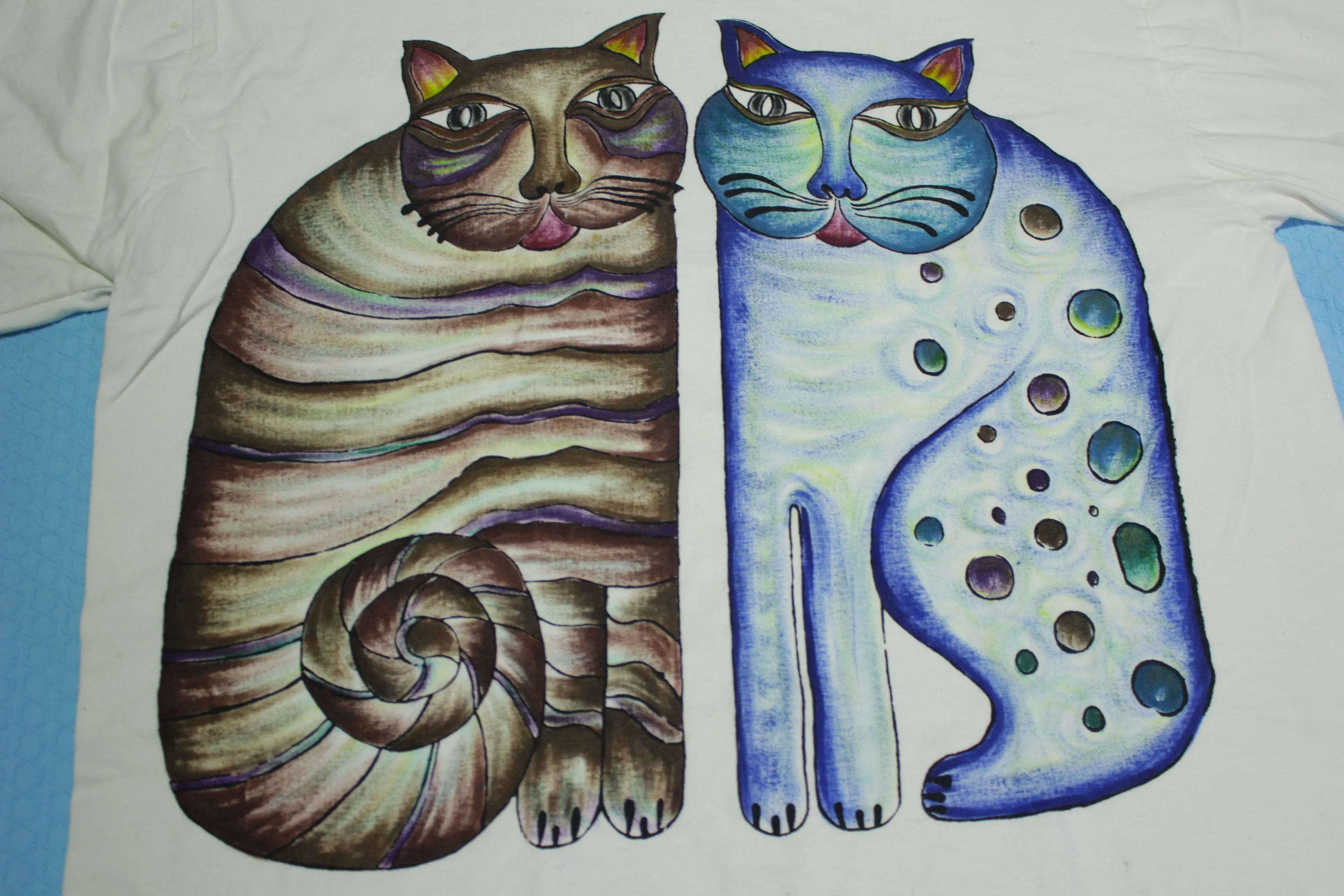 Cat Artist Painting Vintage 90's T-Shirt