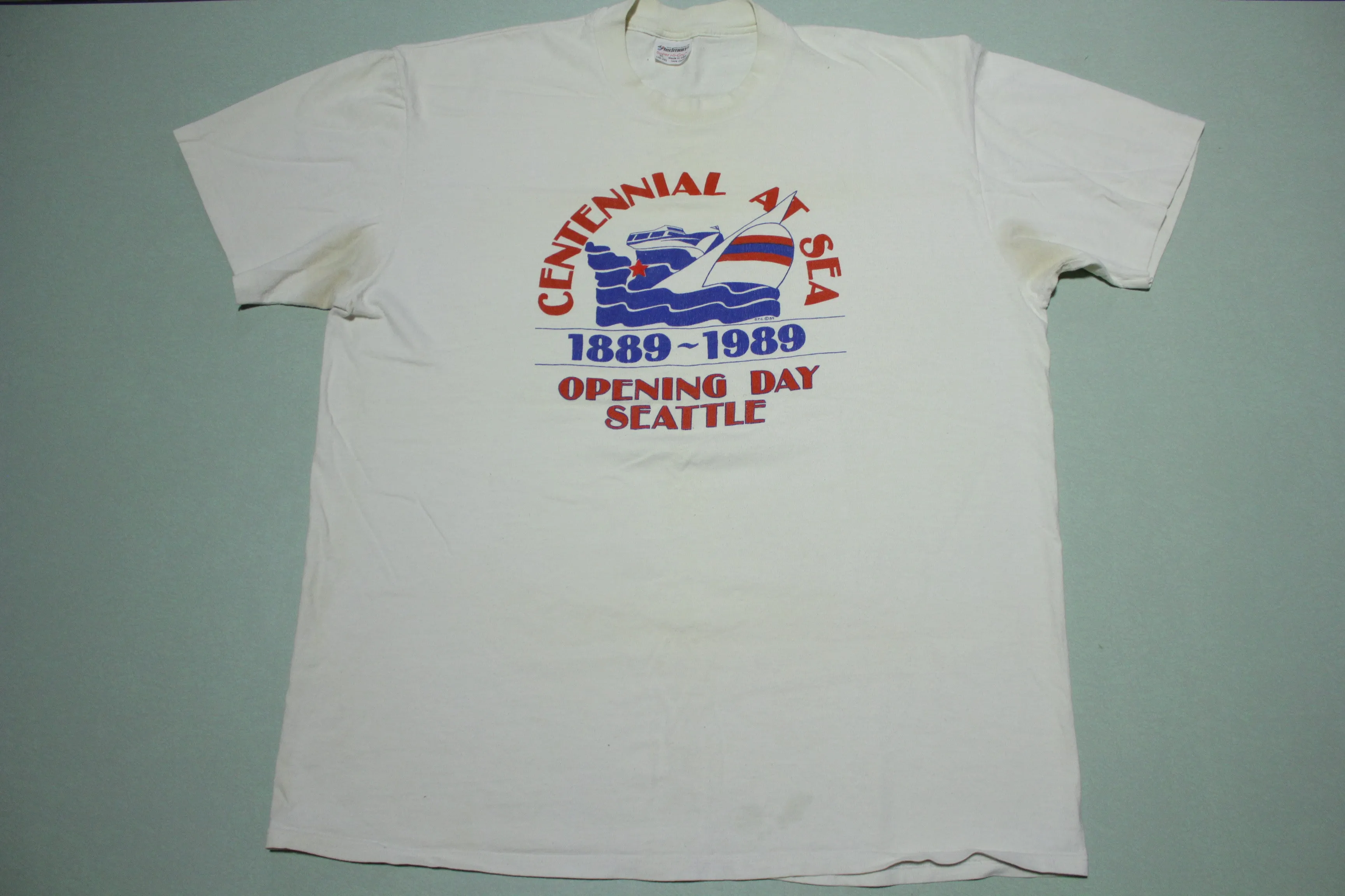 Centennial At Sea 1989 Opening Day Seattle 80's Vintage Stedman Sailboat T-Shirt