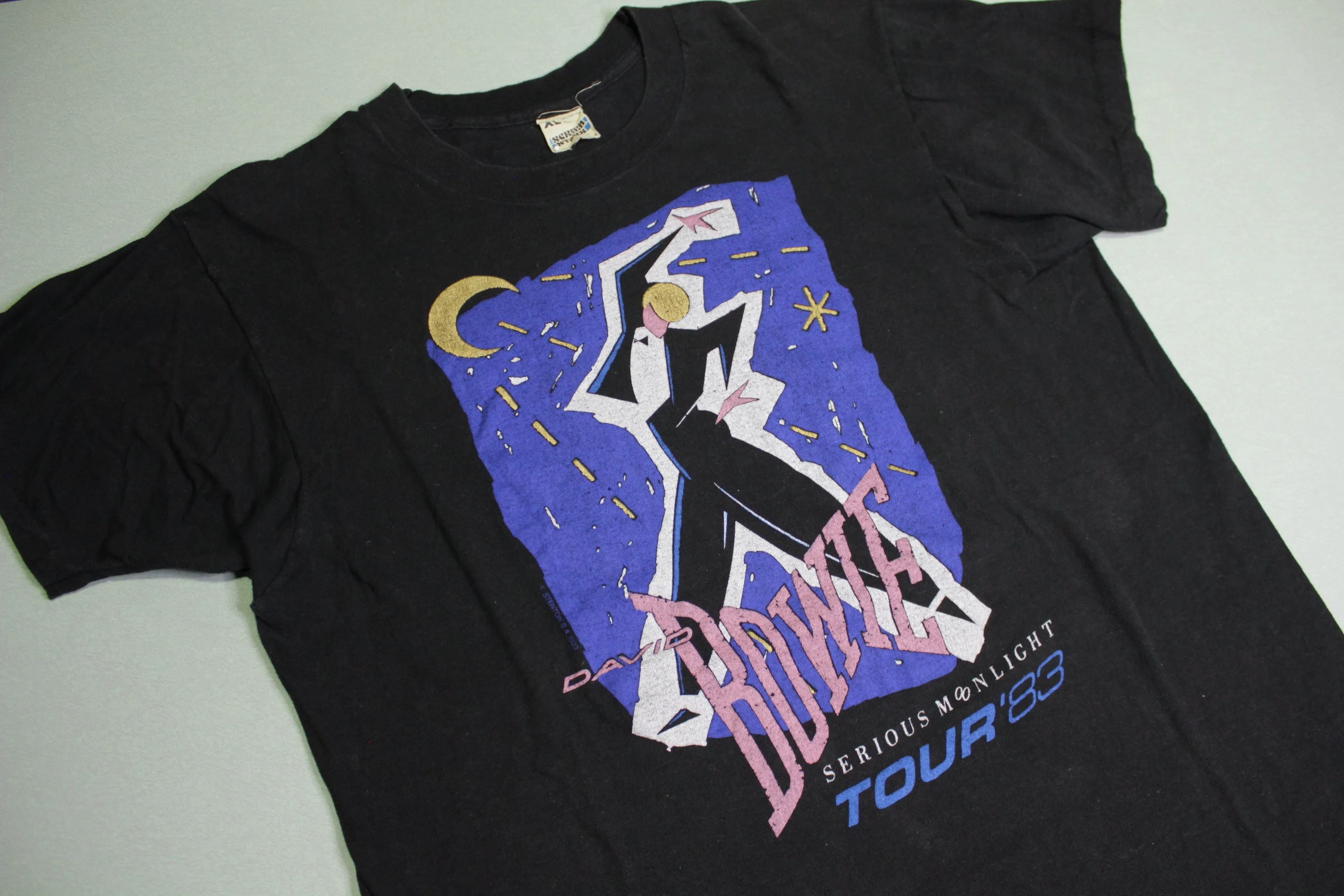 David Bowie 1983 Serious Moonlight Vintage 80's Screen Stars USA Concert Tour T-Shirt