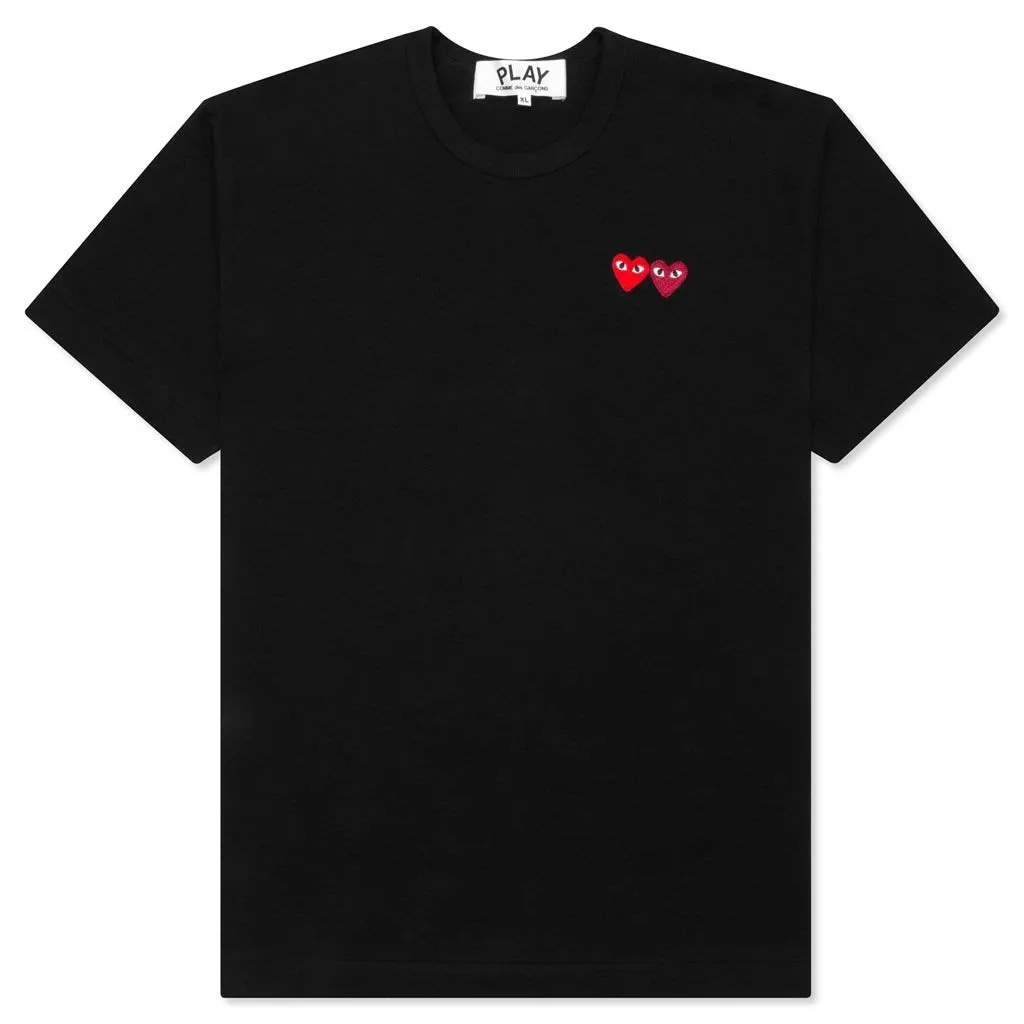 Double Hearts T-Shirt - Black