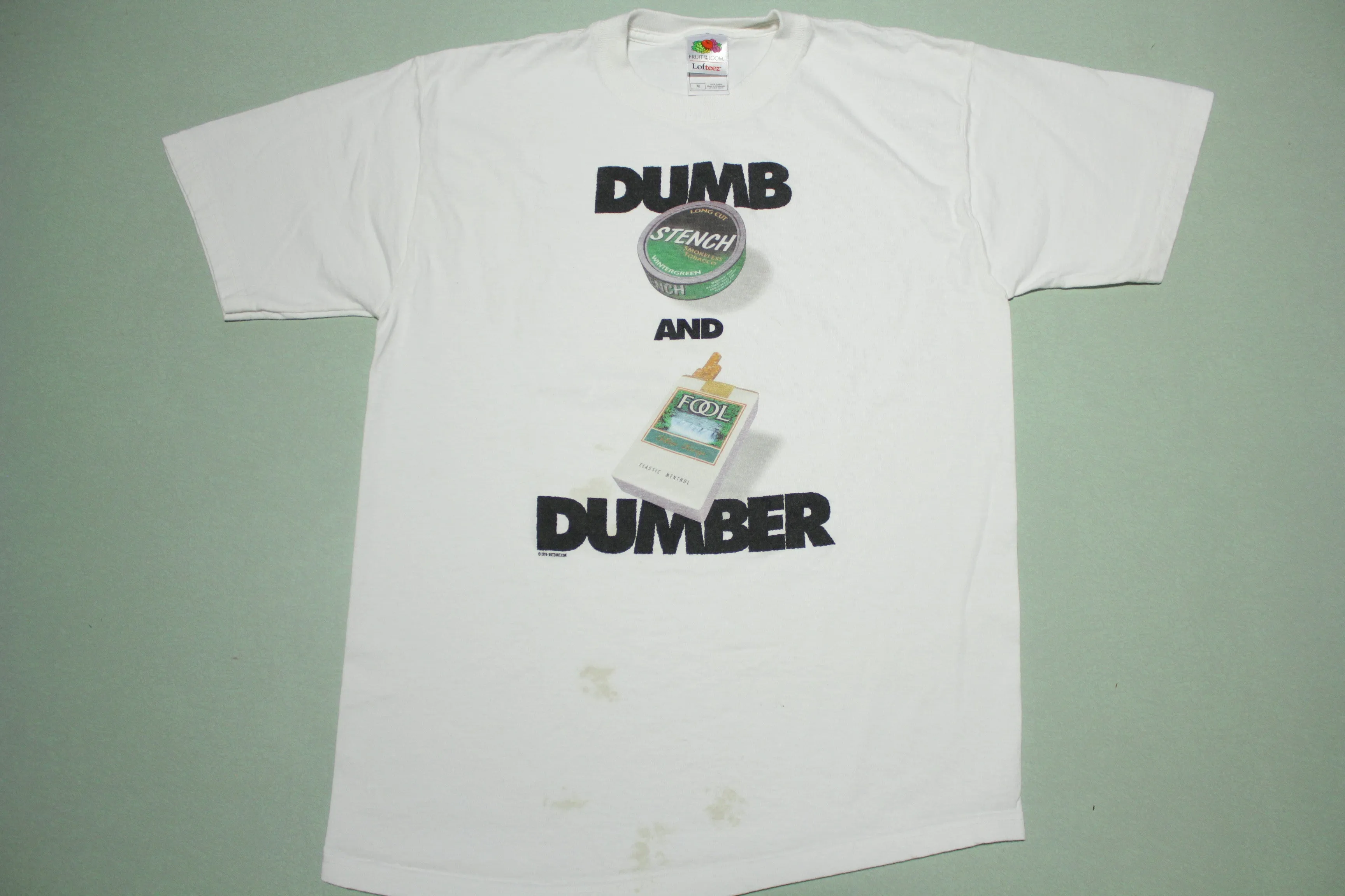 Dumb And Dumber Vintage 1998 90's Anti Smoking Parody Movie Promo T-Shirt