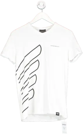 Emporio Armani White V-neck Logo T-shirt UK M