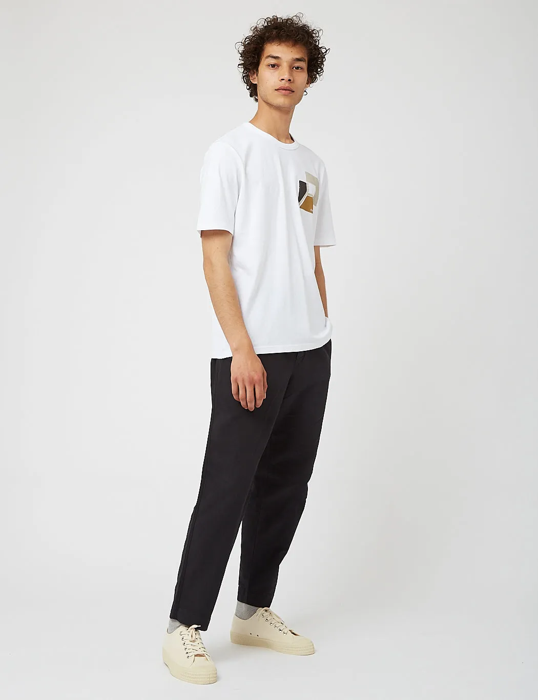 Folk Border T-Shirt - White Tan