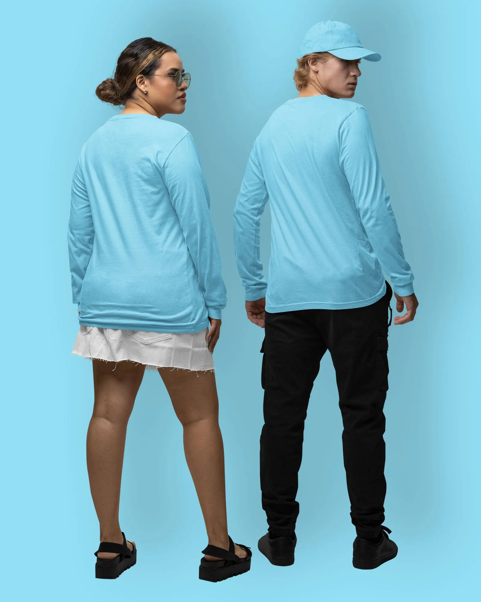 Full Sleeves Crew Neck: Aqua Blue