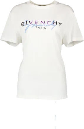 GIvenchy White Logo-embroidered T-shirt UK XXS