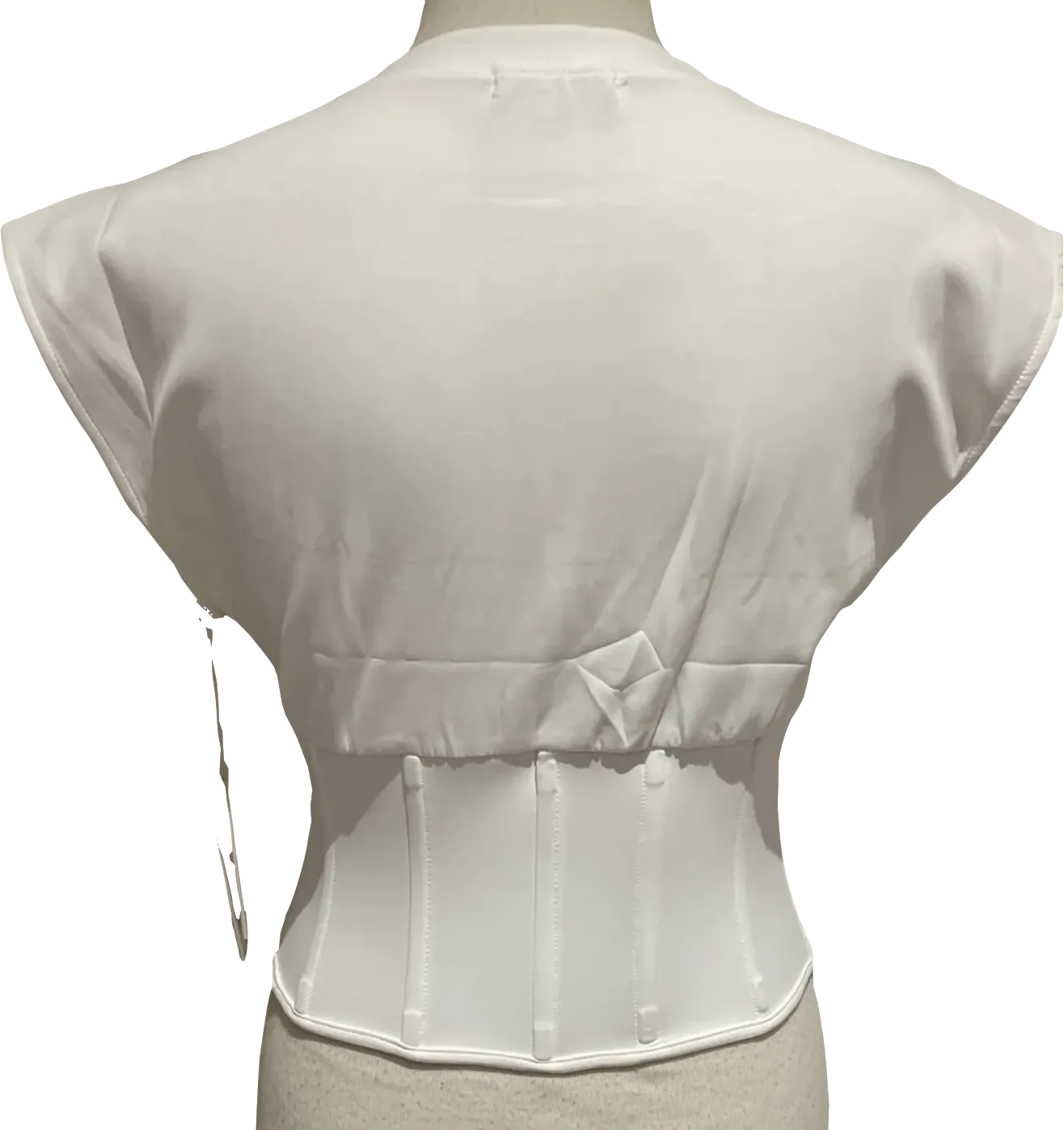 Good American White Scuba Corset T-shirt BNWT UK 4