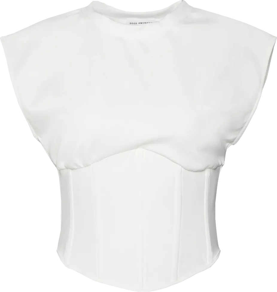 Good American White Scuba Corset T-shirt BNWT UK 4