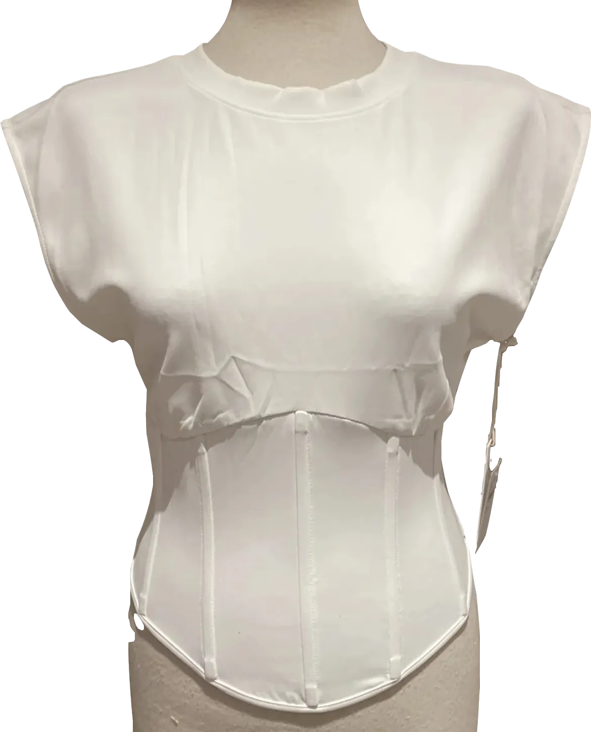 Good American White Scuba Corset T-shirt BNWT UK 4