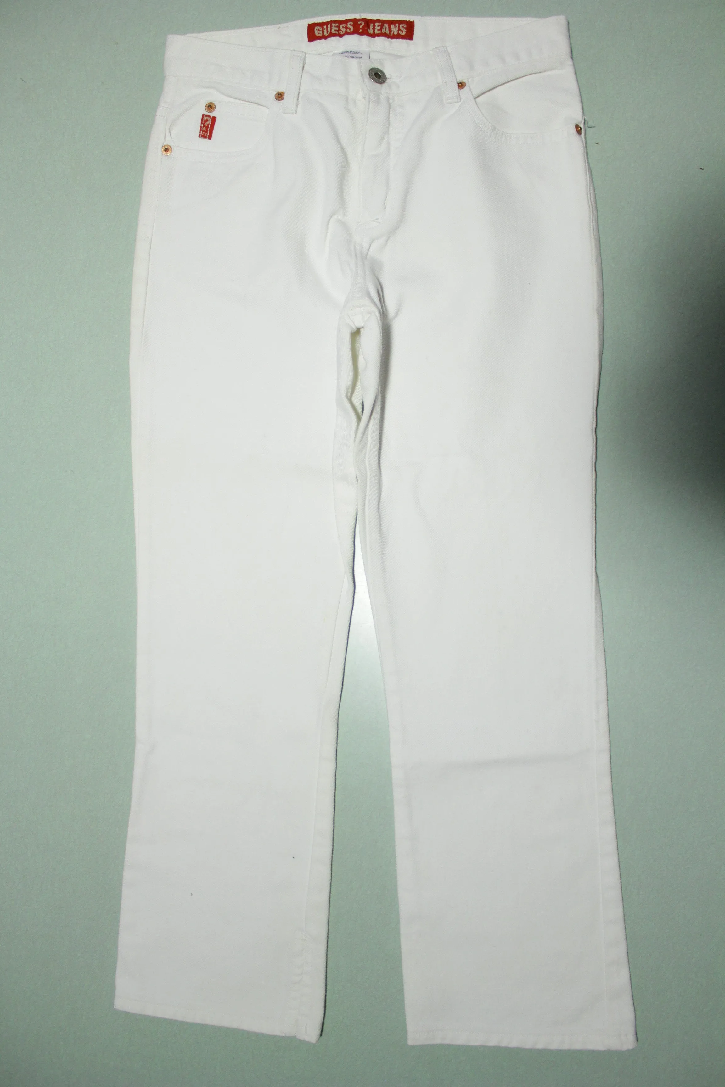 Guess Brite White Made in USA 80's Washed Riveted Denim Jeans