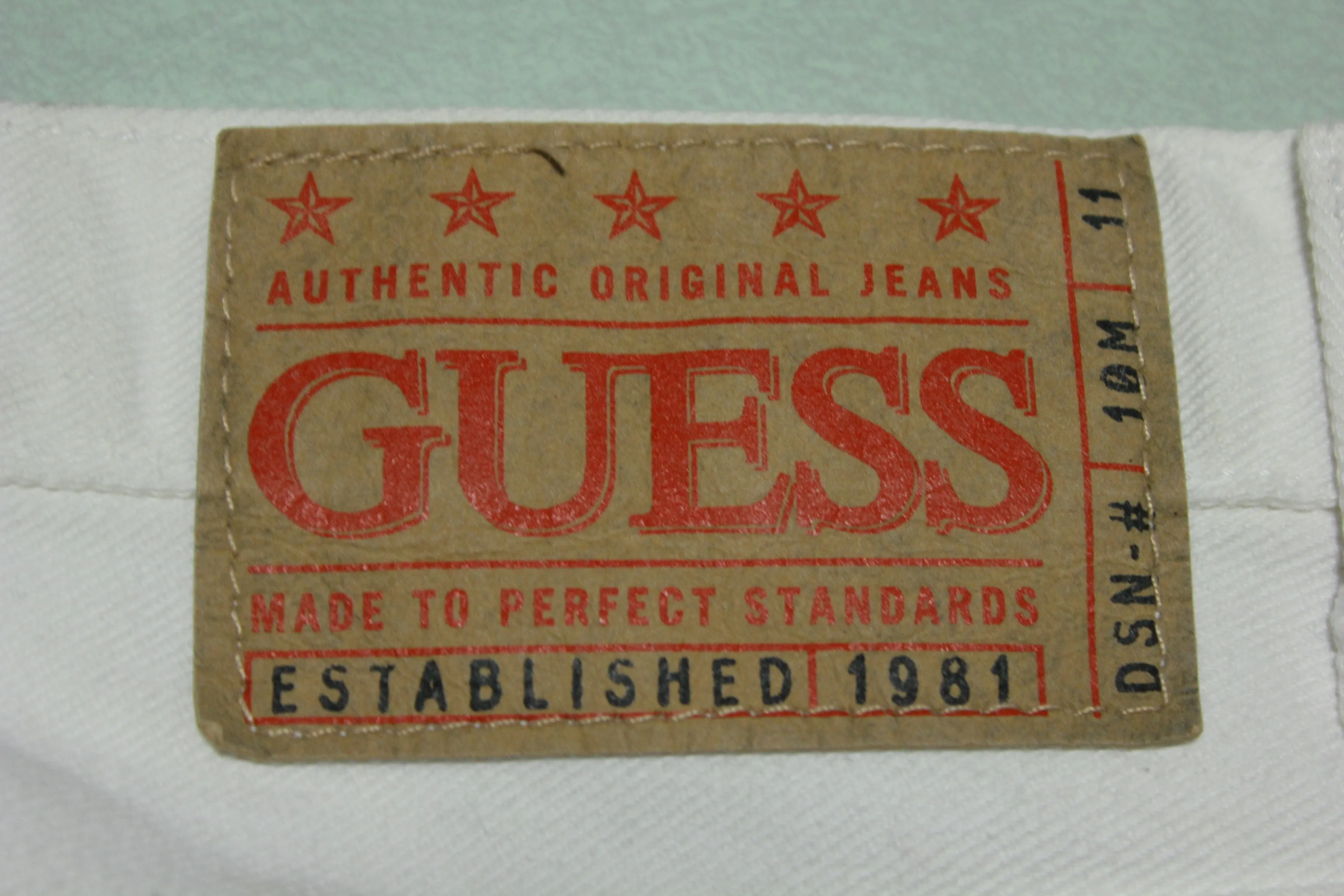 Guess Brite White Made in USA 80's Washed Riveted Denim Jeans