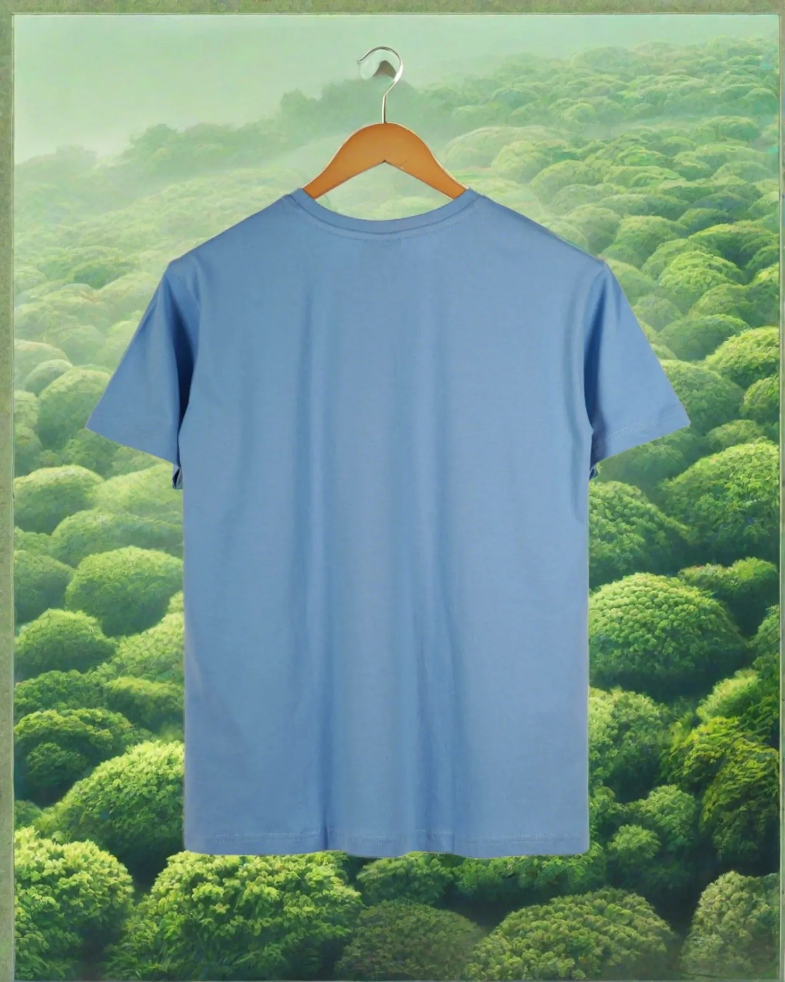 Half Sleeves Crew Neck: Cyan Blue