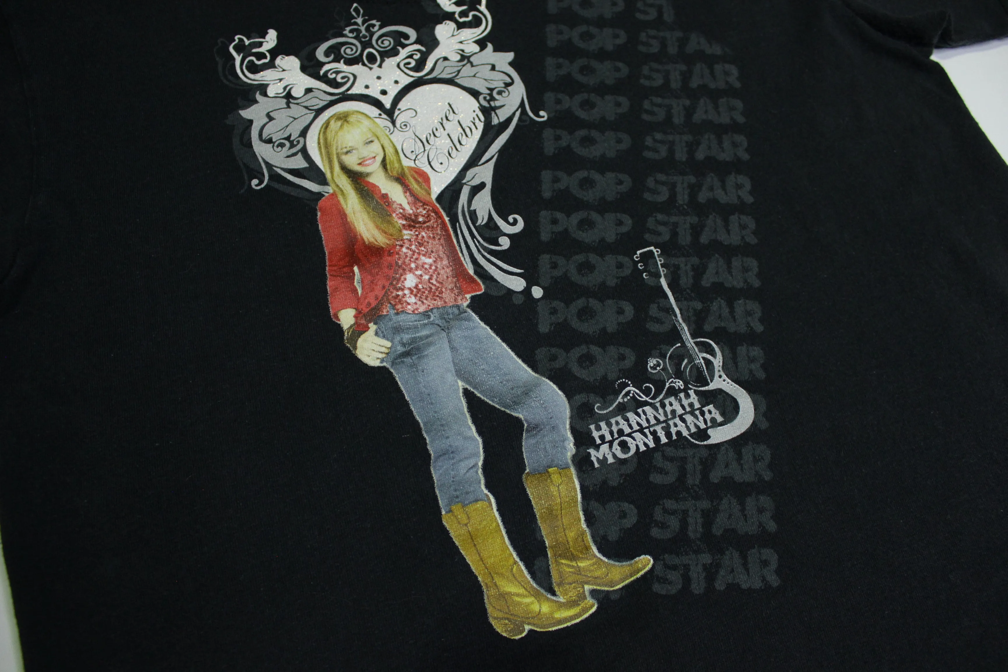 Hannah Montana Pop Star Secret Celebrity Disney Tag Guitar T-Shirt