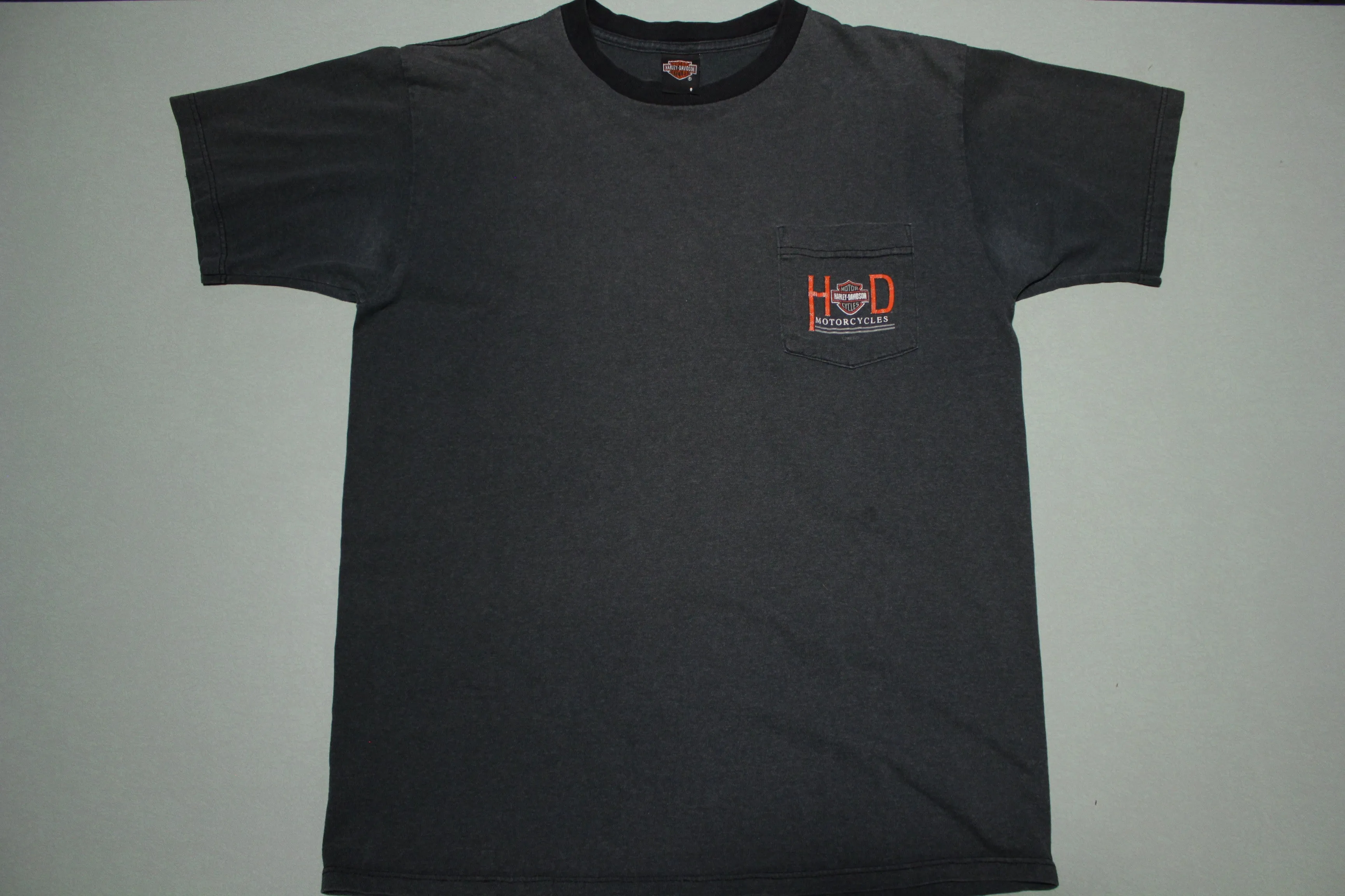 Harley Davidson 2001 Wenatchee Faded Black Single Pocket T-Shirt