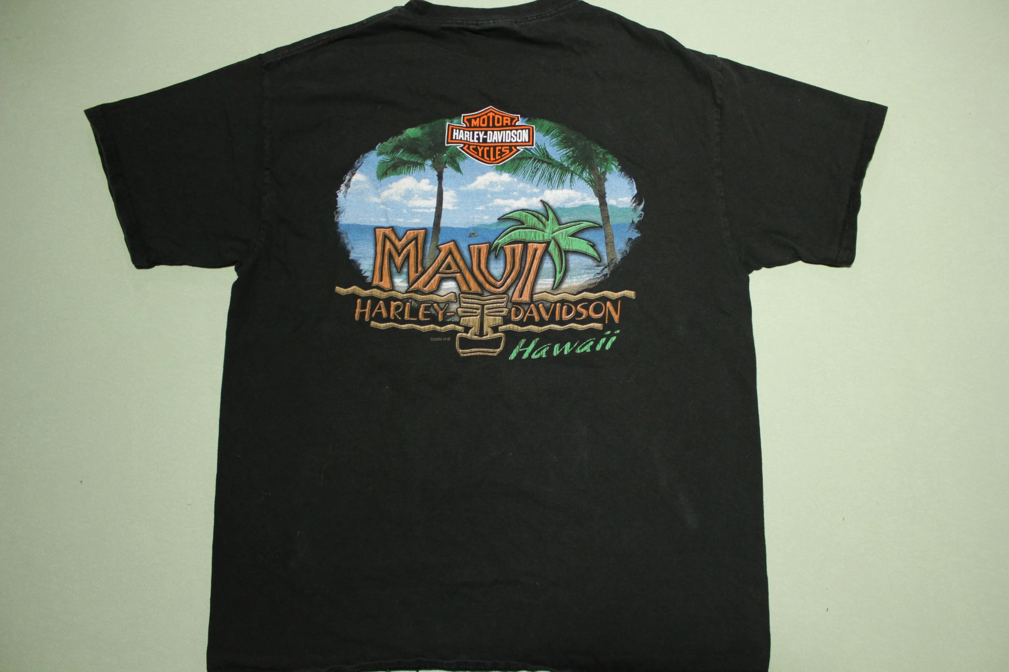 Harley Davidson Motorcycles Vintage 2003 Maui Hawaii Stratman Biker T-Shirt