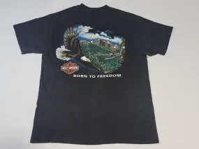 Harley Davidson Motorcycles Vintage 90's Born To Freedom Pikes Peak Colorado Springs T-Shirt