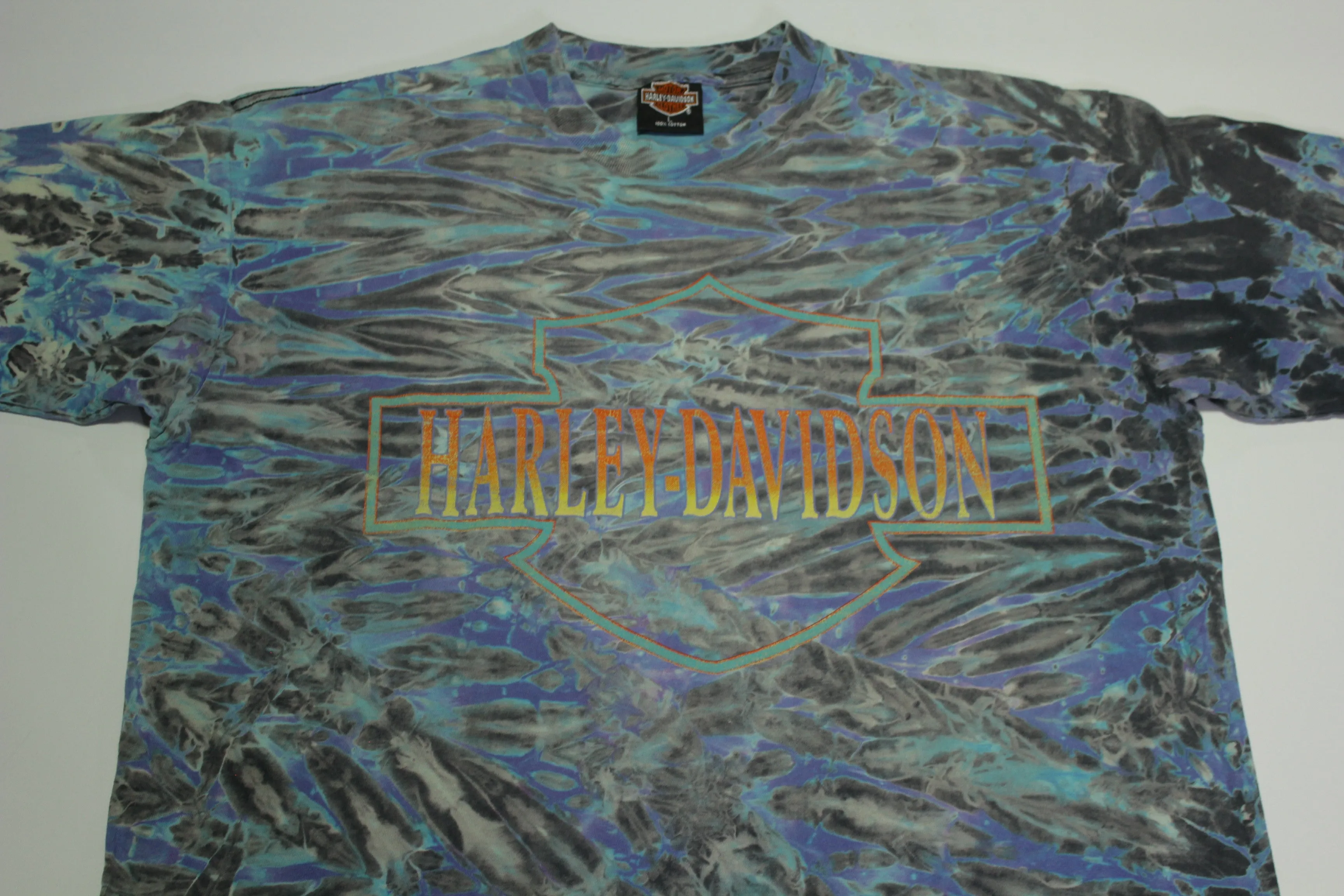 Harley Davidson Tie Dye Motorcycle Vintage 90's Latus Portland USA Holoubek T-Shirt