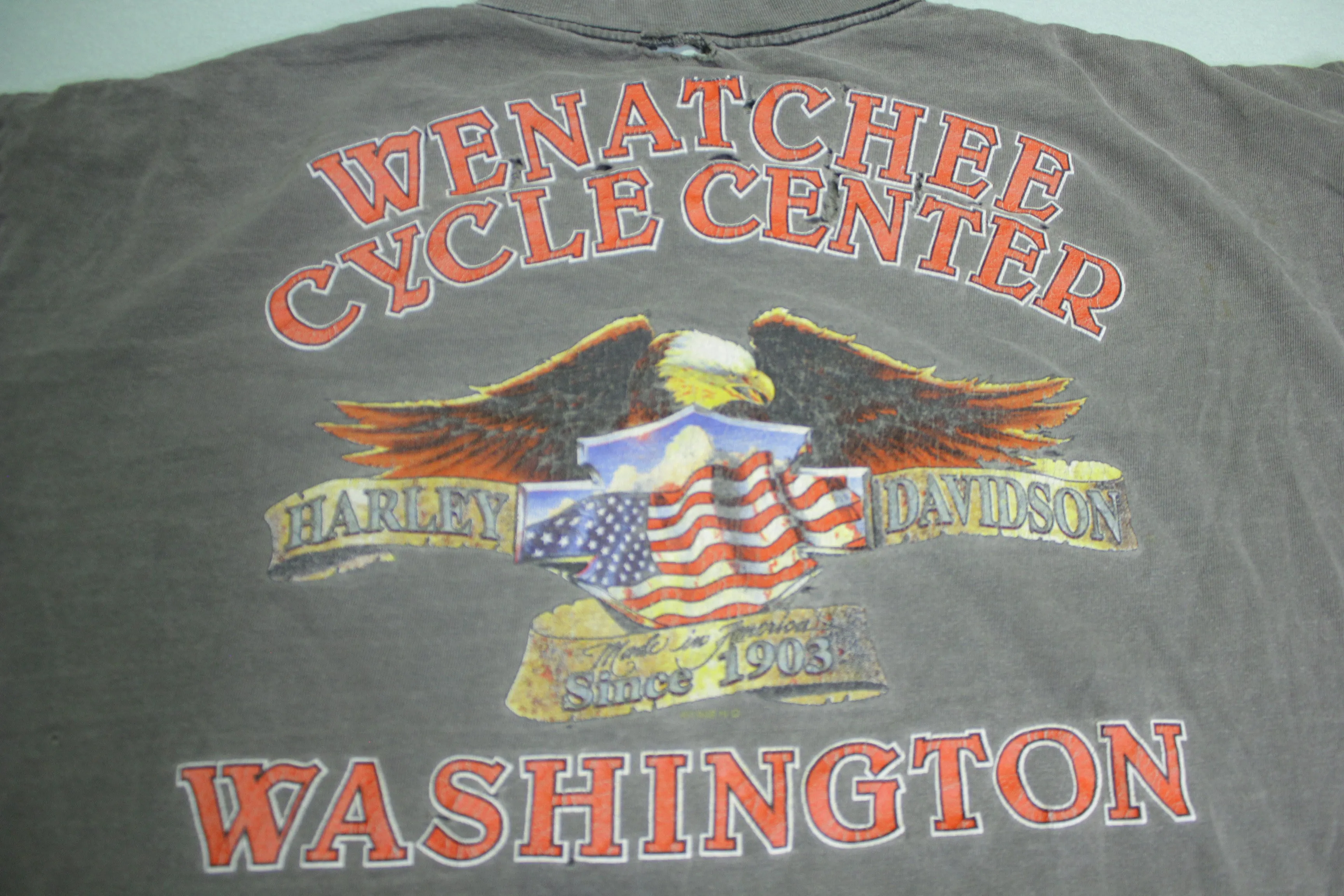 Harley Davidson Vintage 1998 Wenatchee Cycle Center Washington Distressed 90's T-Shirt