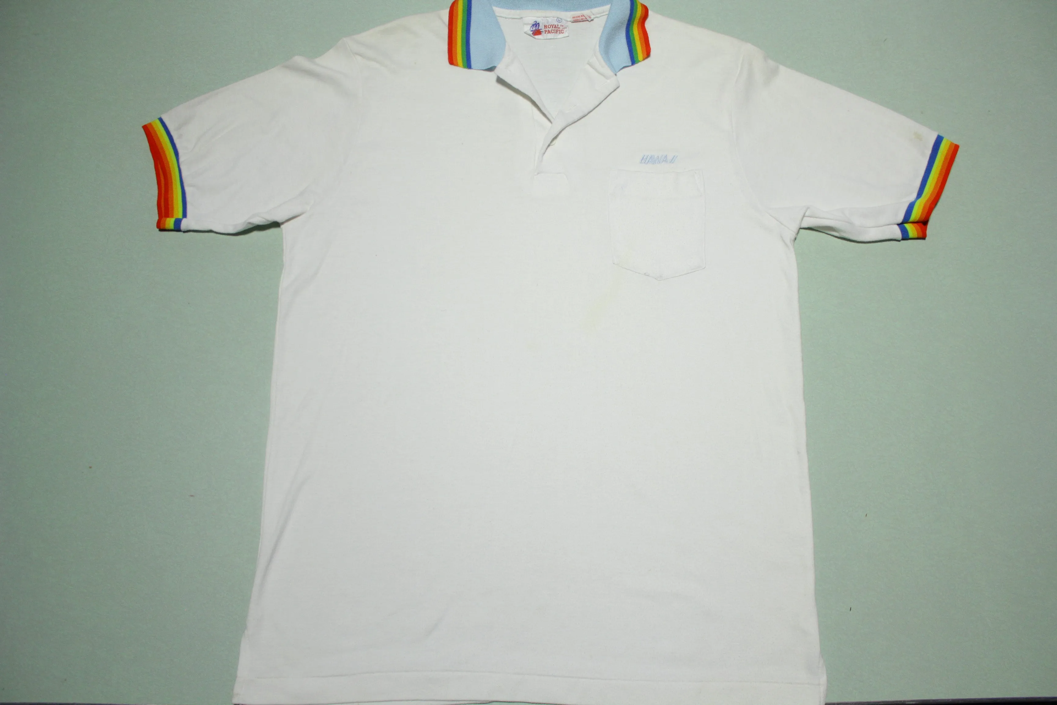 Hawaii Royal Pacific Vintage 80's Striped Polo Shirt