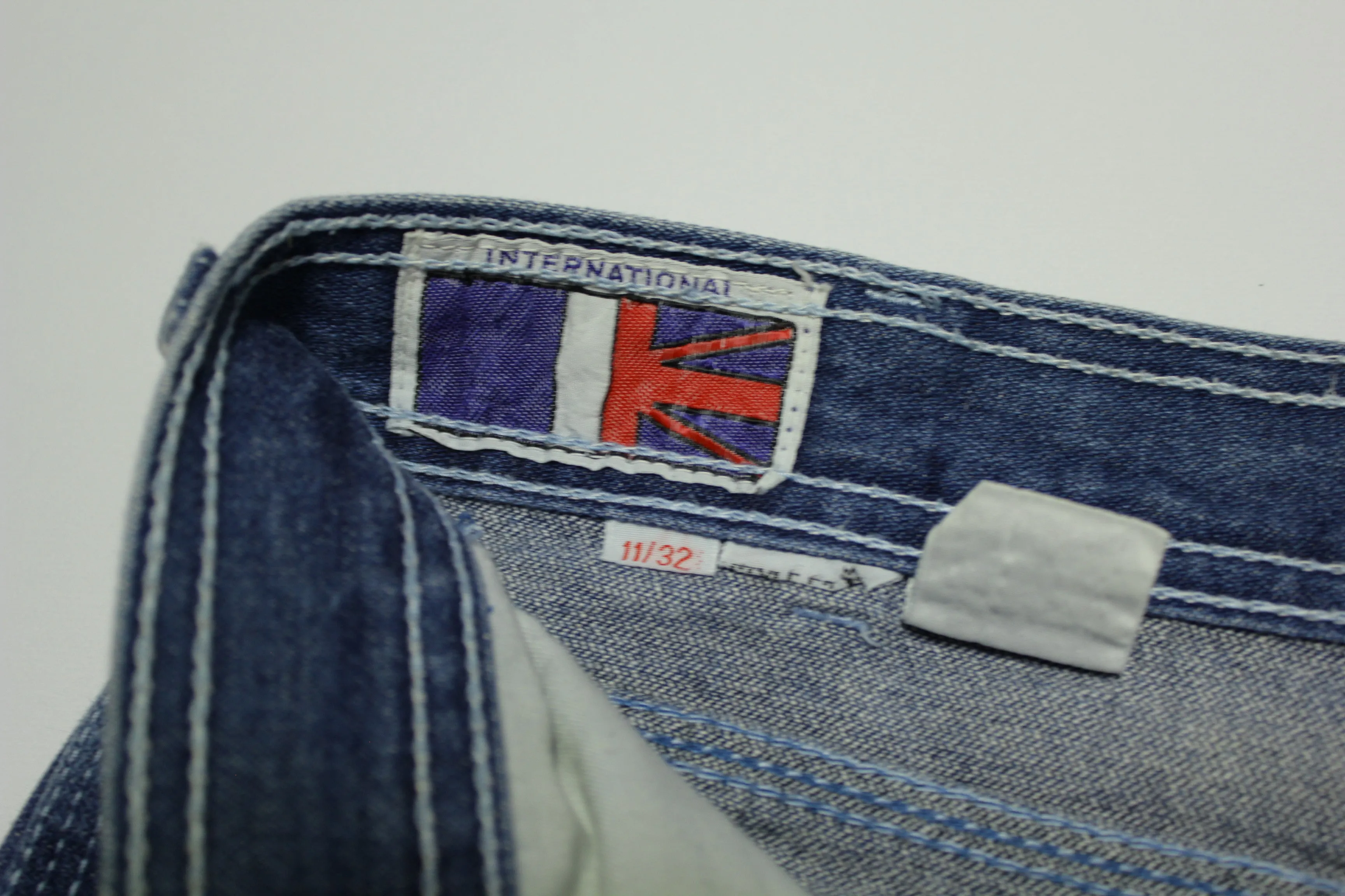 International UK Vintage 80's Custom Short Capri Style Wide Leg Blue Jeans