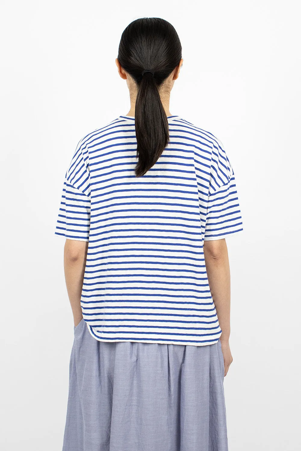 Knit Stripe T-Shirt White/Royal