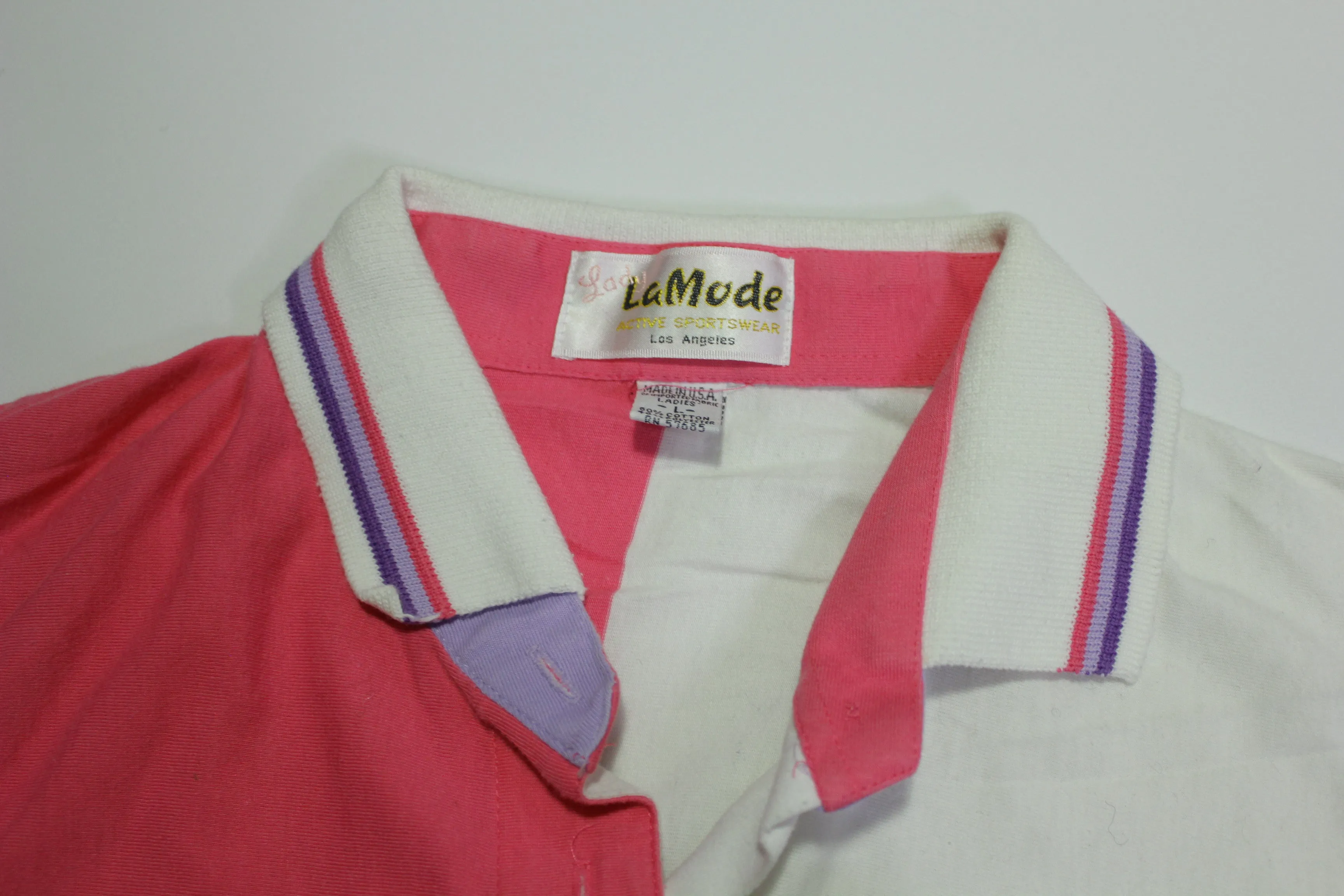 LaMode Vintage 80's Made in USA Canyon Lakes Kennewick Color Block Golf Polo Shirt