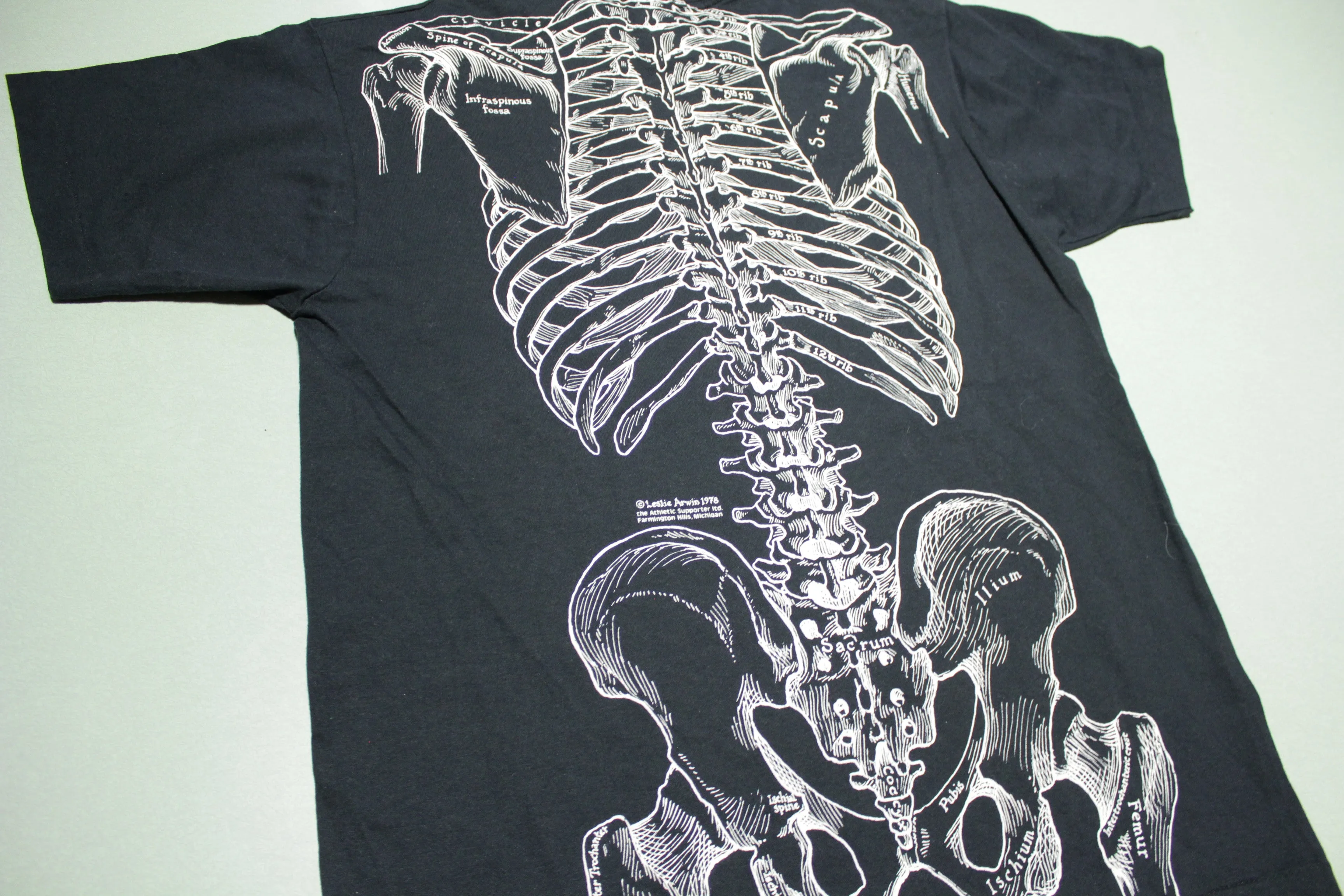 Leslie Arwin 1978 Vintage 80's Skeleton Anatomy Bones USA T-Shirt