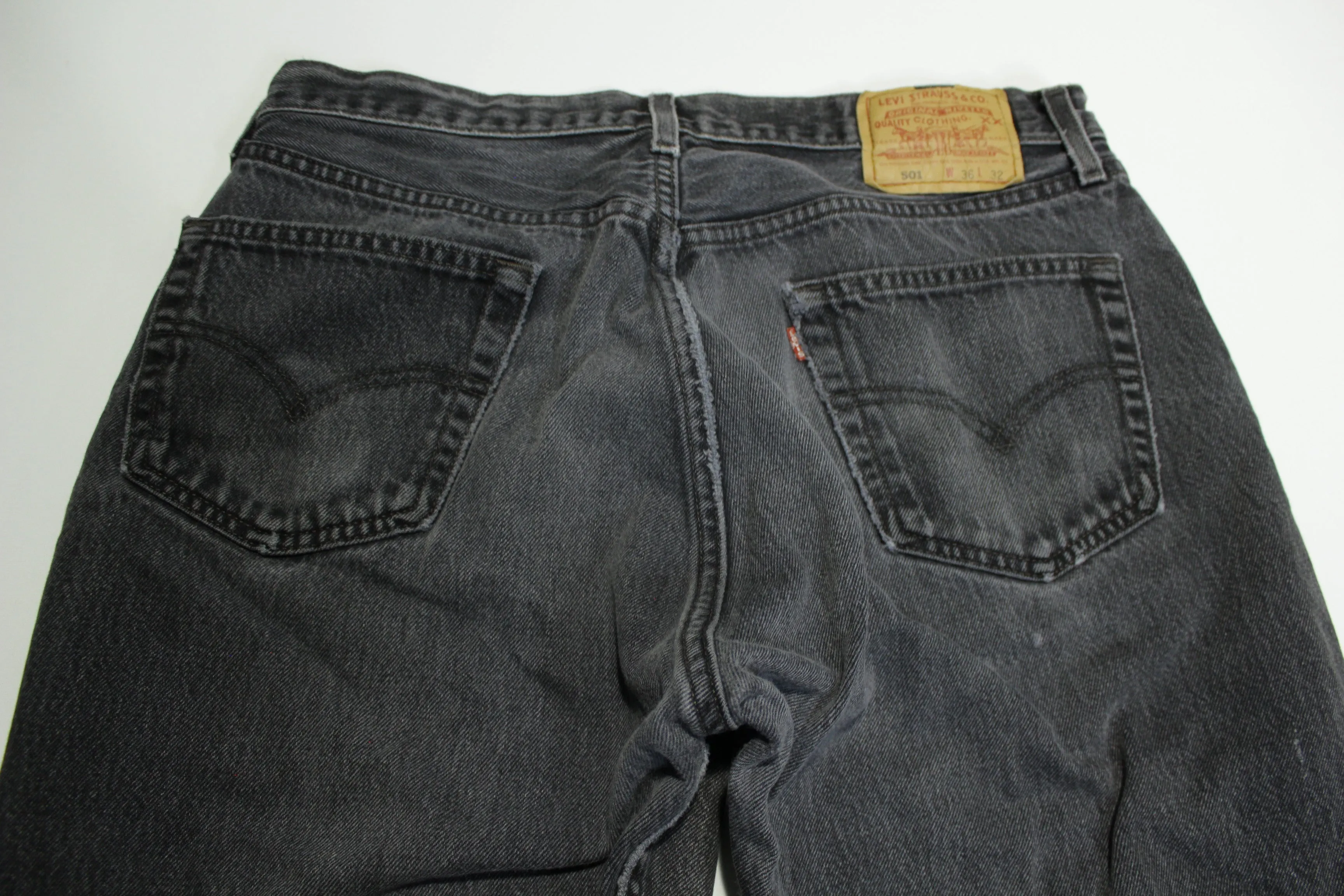 Levis 501 Button Fly Vintage 90's Denim Grunge Punk Red Tab Black Jeans