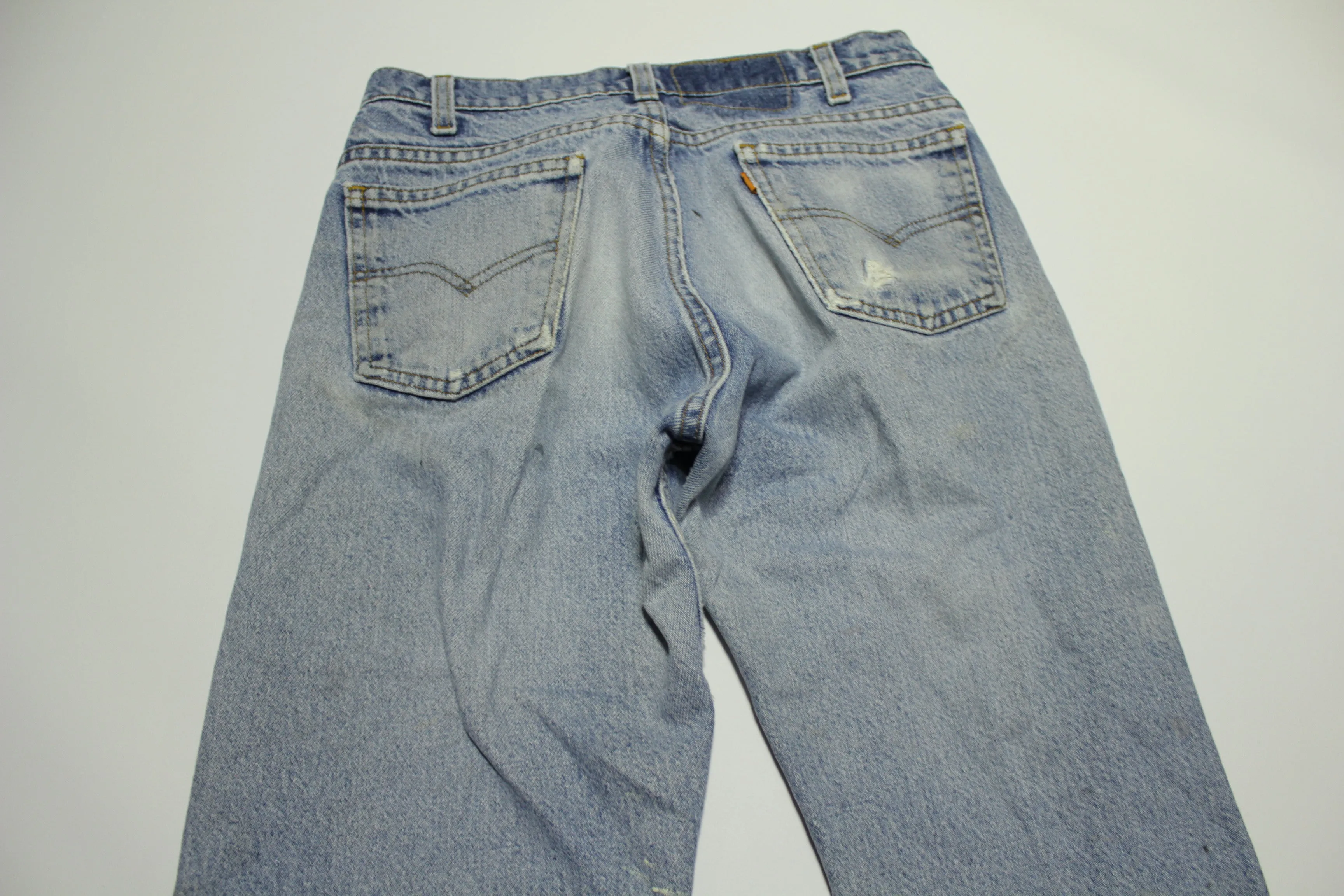 Levis 505 Distressed Vintage 80's Denim Grunge Punk Orange Tab Blue Jeans