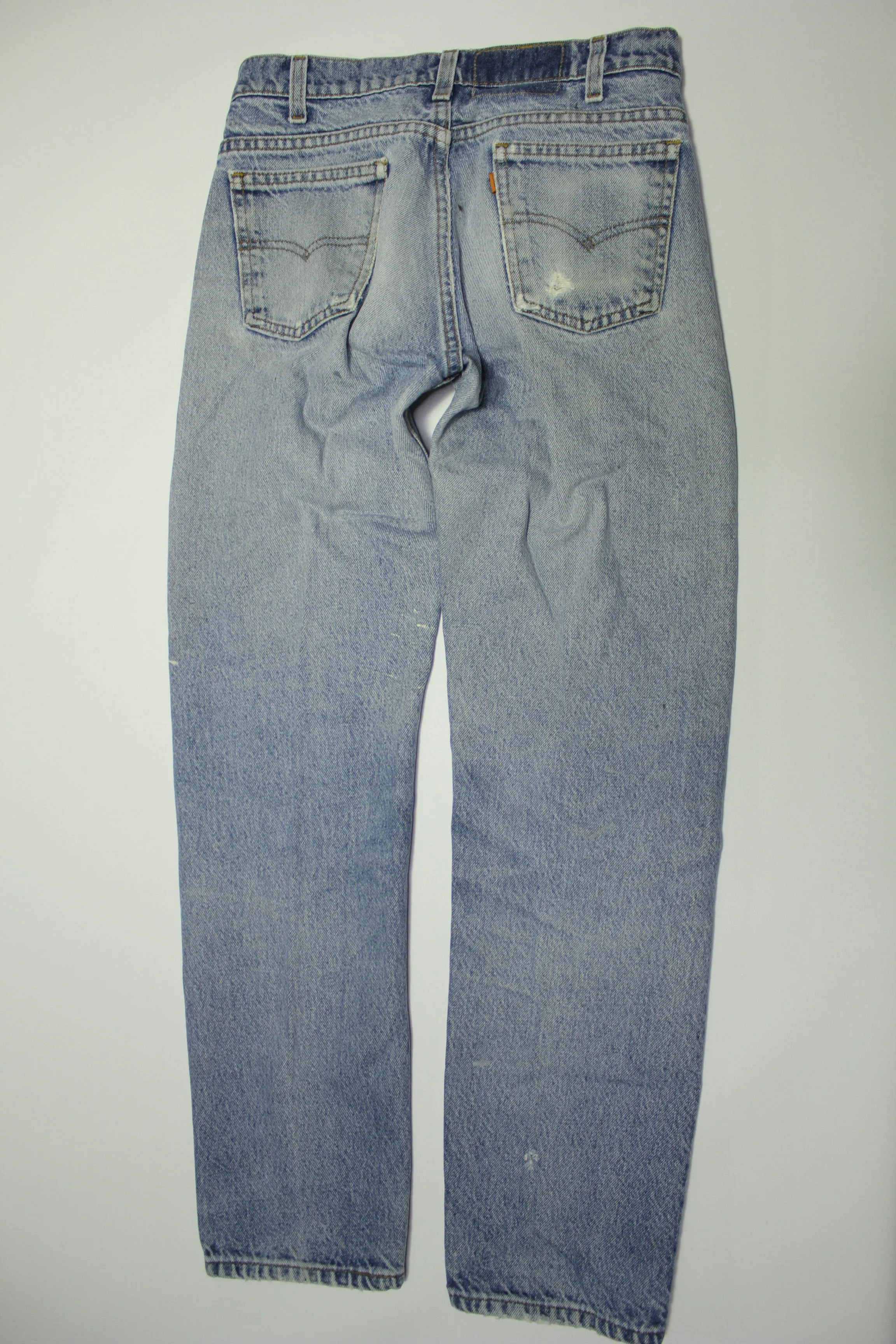 Levis 505 Distressed Vintage 80's Denim Grunge Punk Orange Tab Blue Jeans