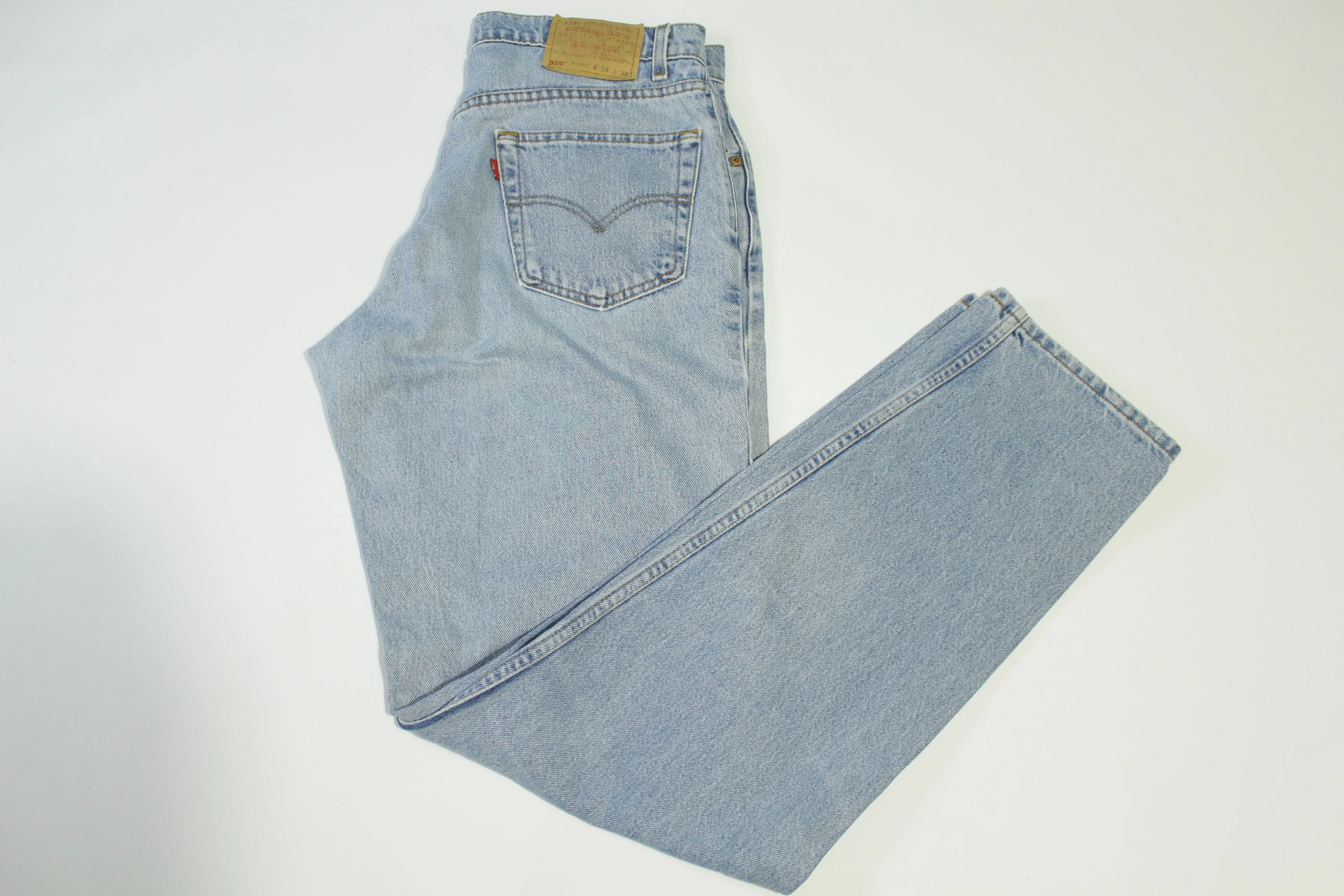 Levis 550 Vintage 90's Relaxed Fit Light Wash Denim Blue Jeans