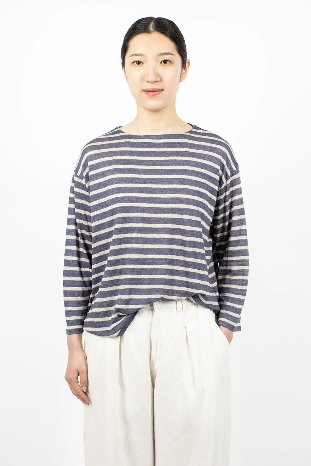 Linen L/S T-Shirt Blue Stripe