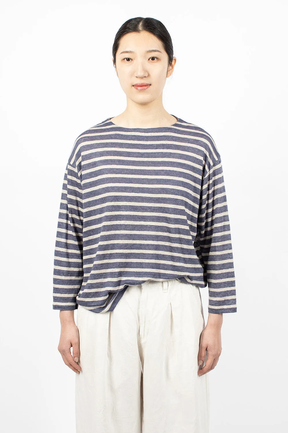 Linen L/S T-Shirt Blue Stripe