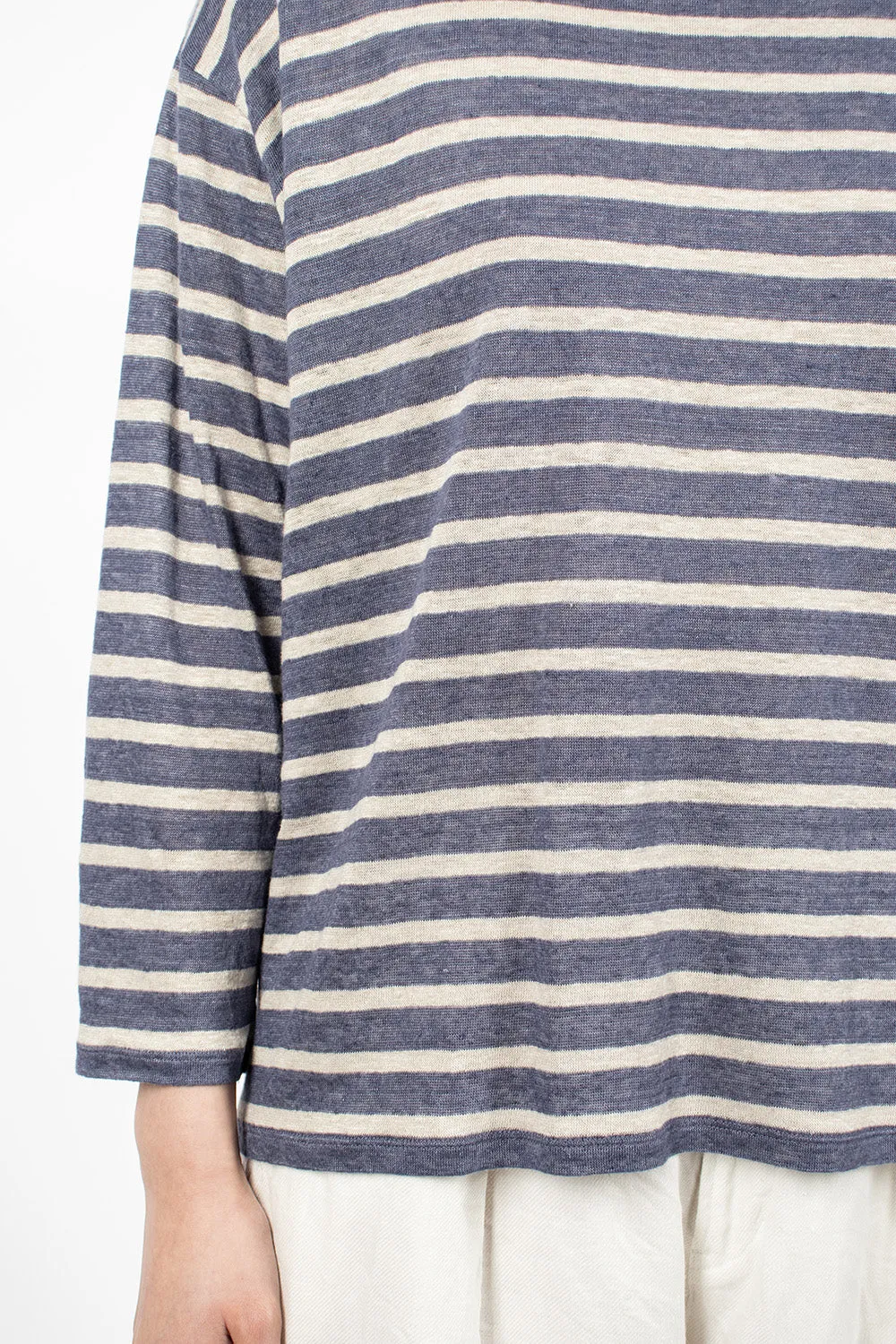 Linen L/S T-Shirt Blue Stripe