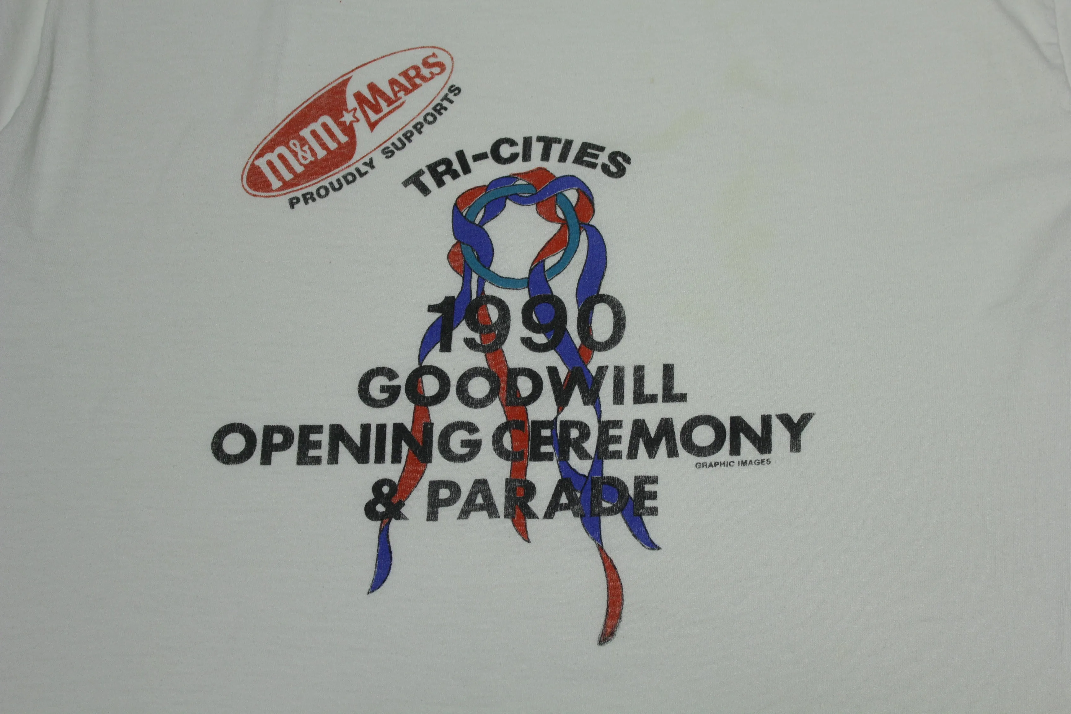 M&M Mars Tri-Cities Vintage 1990 Goodwill Opening Ceremony T-Shirt