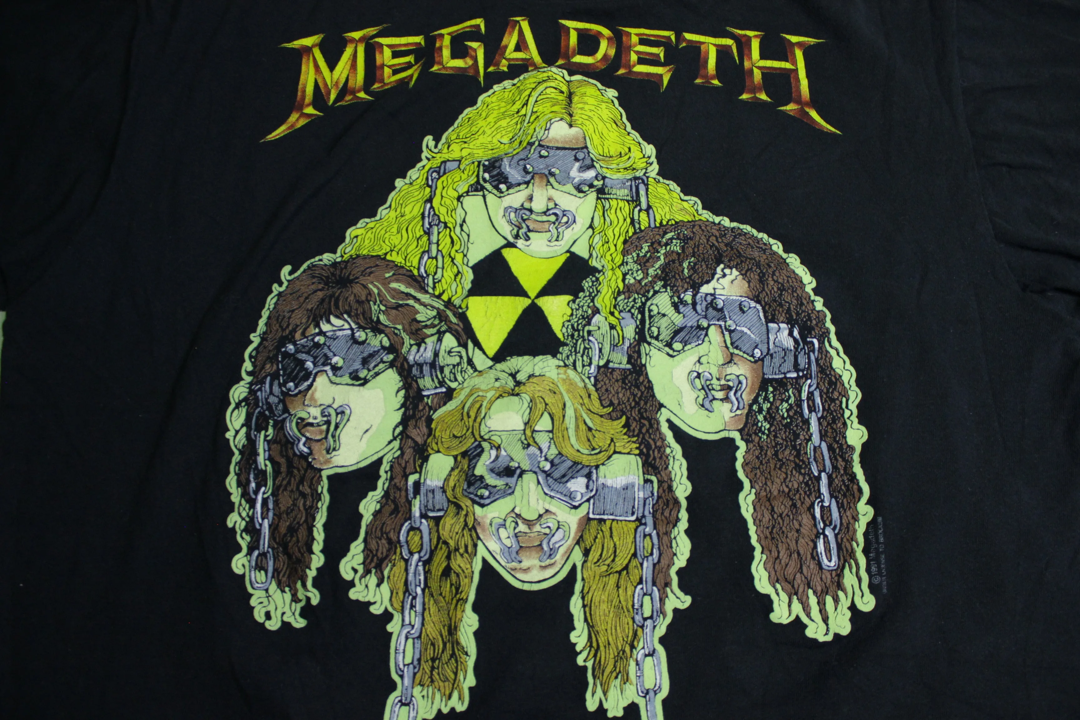 Megadeth Skull Bones Chains Vintage 1991 Ed Repka Brockum 90's USA Made T-Shirt