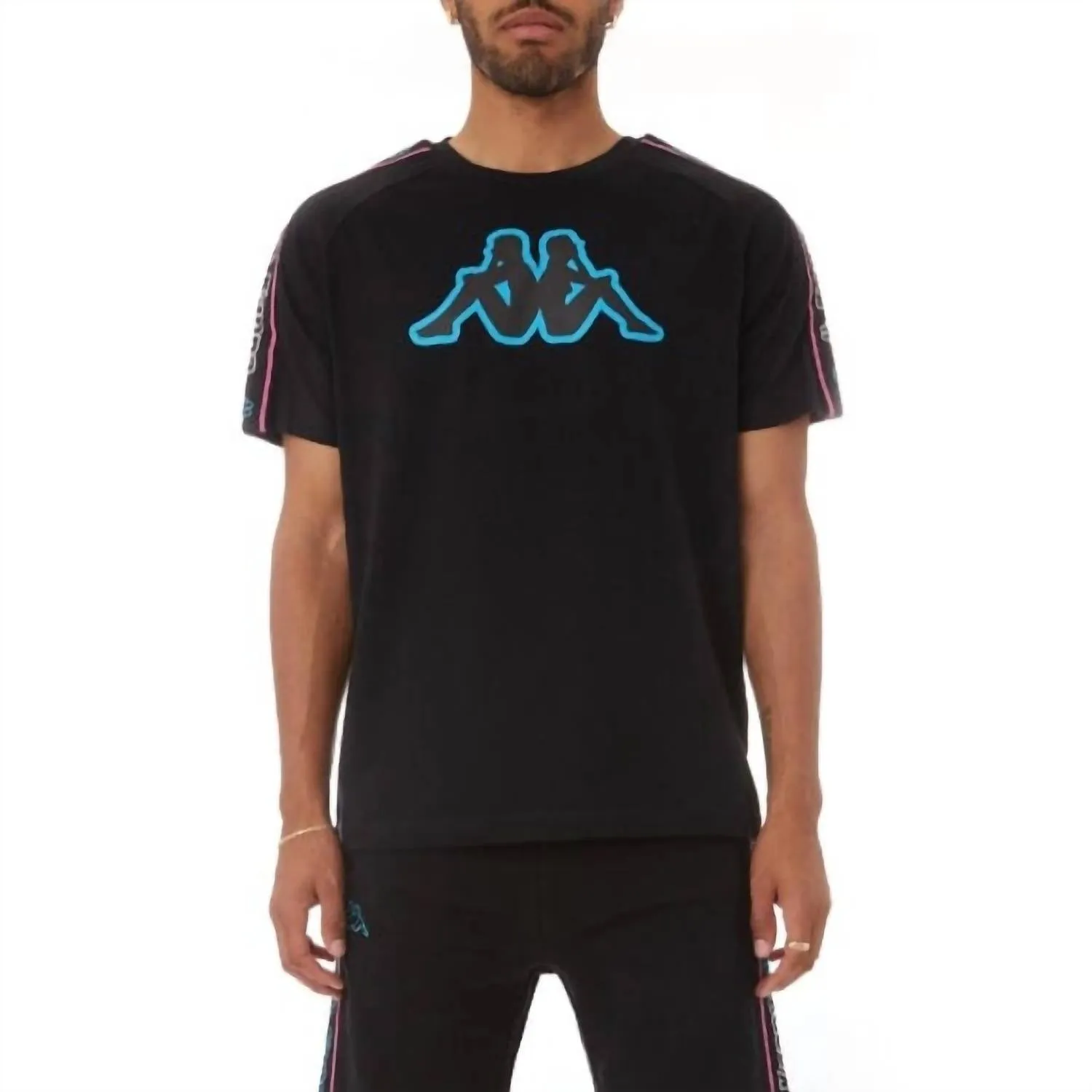 Men's Logo Tape Avirec 2 T-Shirt In Black/blue/white