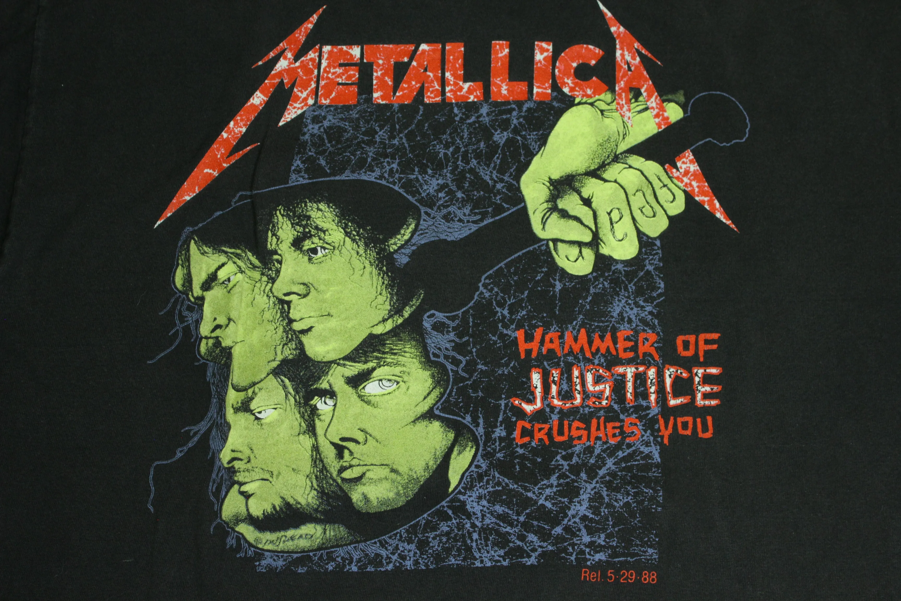 Metallica Justice For All 1988 Hammer Heads Crush You Vintage 80's Brockum Pushead T-Shirt